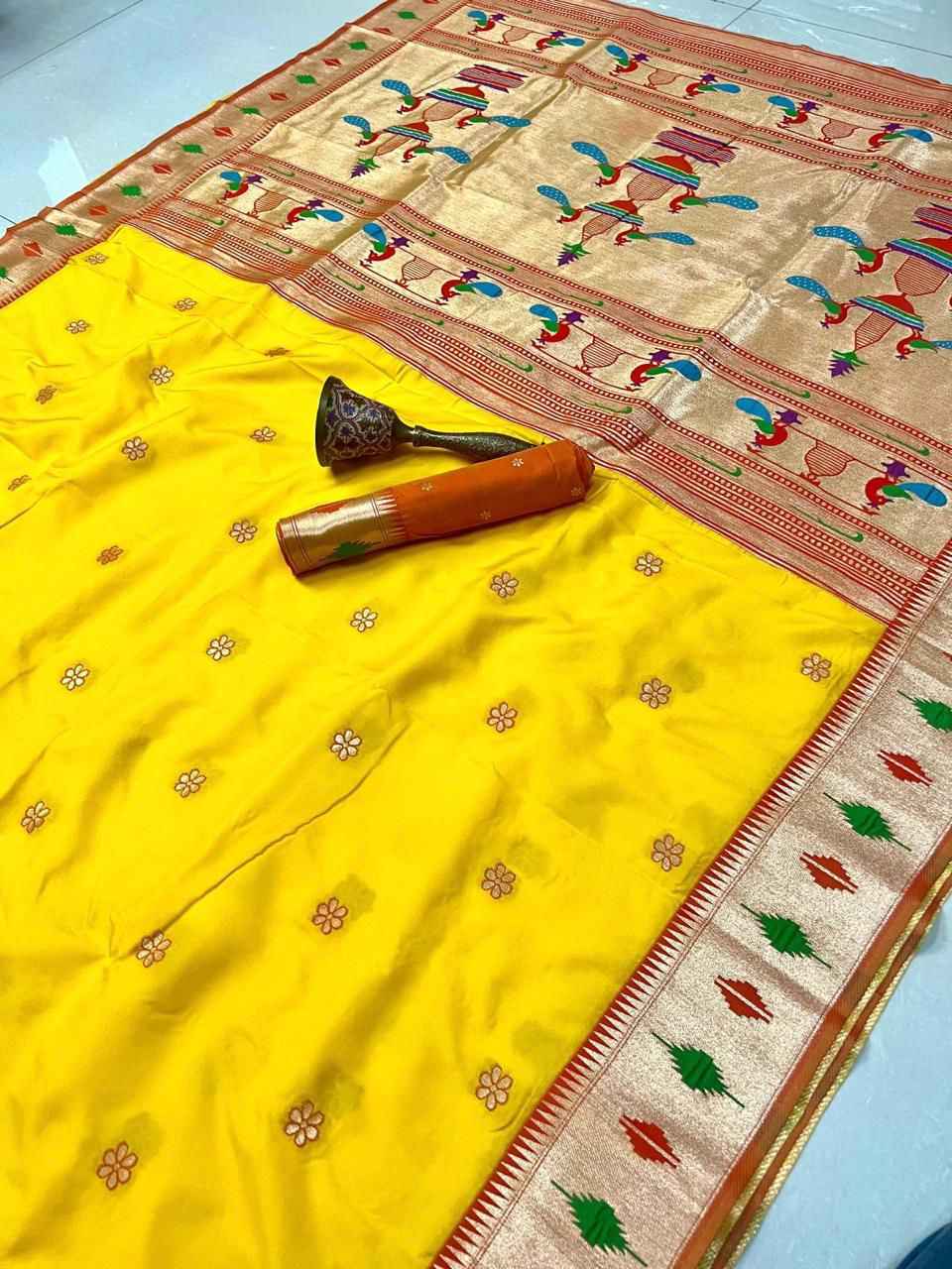 PURE SOFT GOLD ZARI KANCHIVRAM AND PAITHANI SILK SAREE AT WHOLESALE PRICE