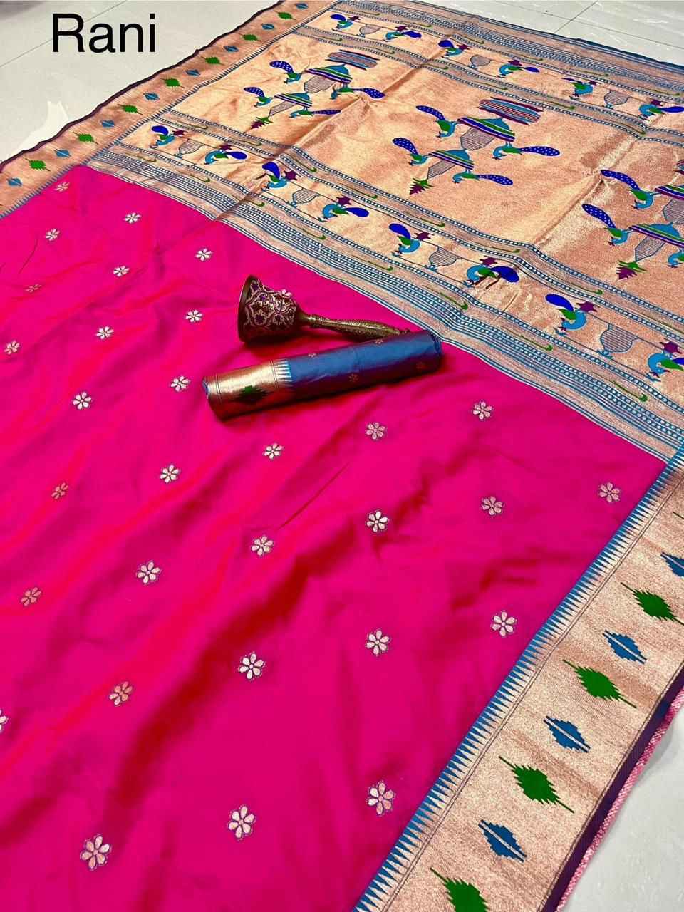 PURE SOFT GOLD ZARI KANCHIVRAM AND PAITHANI SILK SAREE AT WHOLESALE PRICE