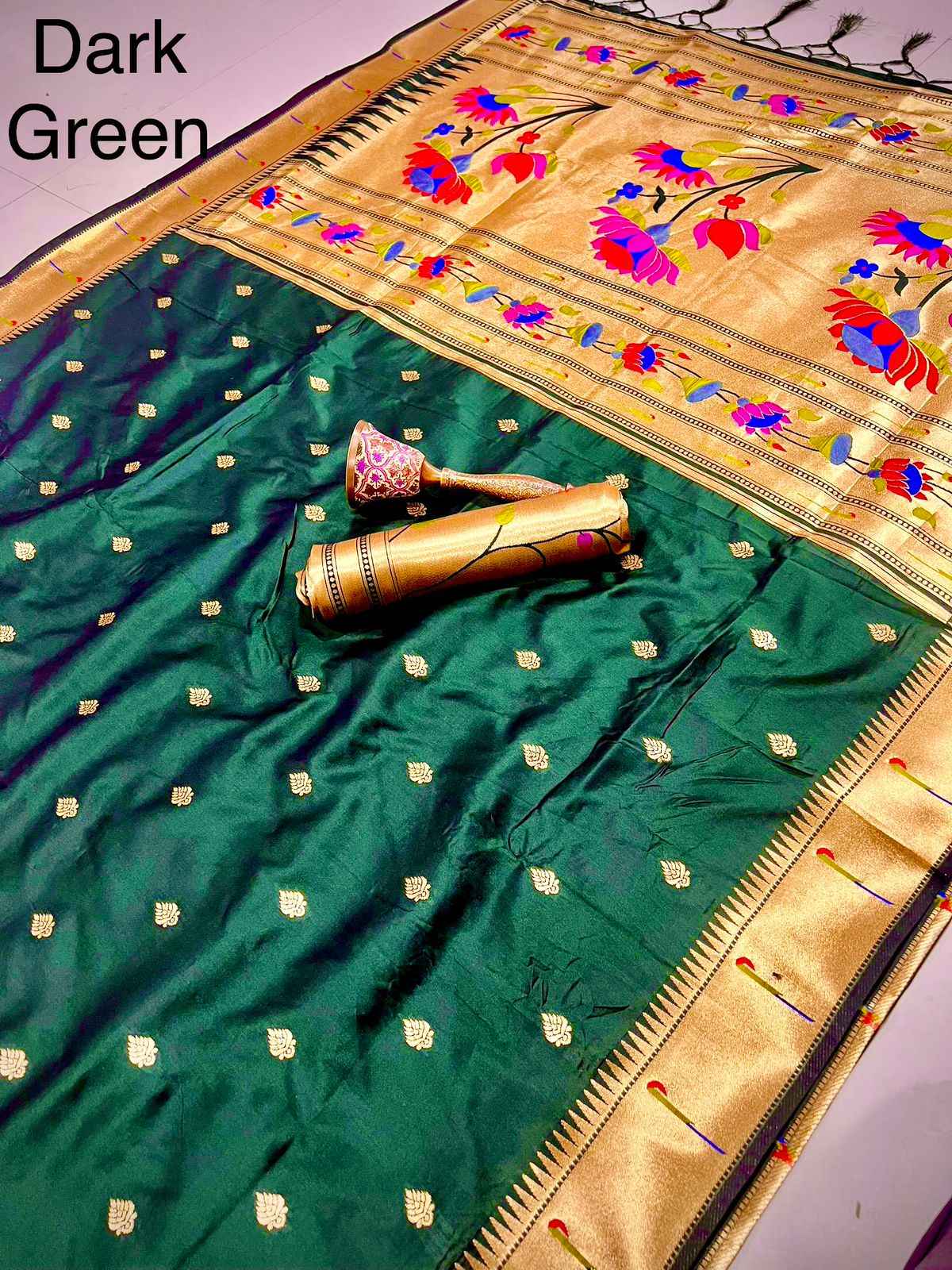 PURE SOFT GOLD ZARI KANCHIVRAM PAITHANI SILK WEAVING SAREE AT WHOLESALE PRICE