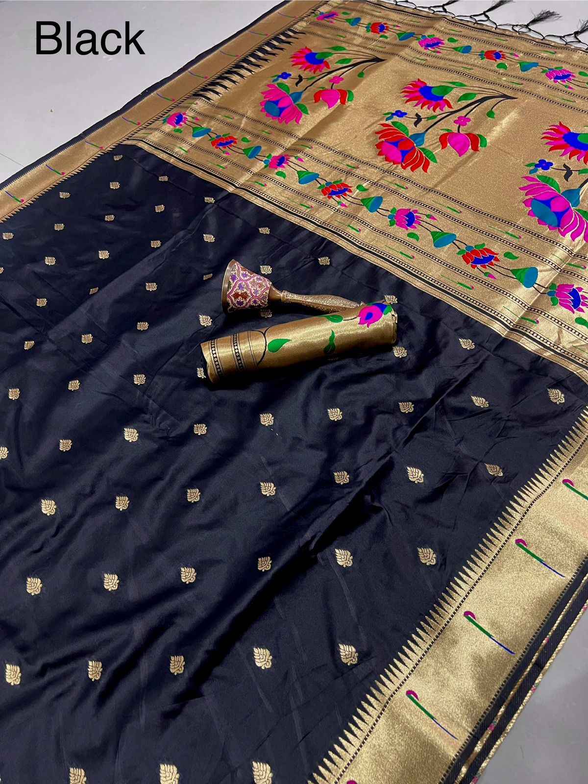 PURE SOFT GOLD ZARI KANCHIVRAM PAITHANI SILK WEAVING SAREE AT WHOLESALE PRICE