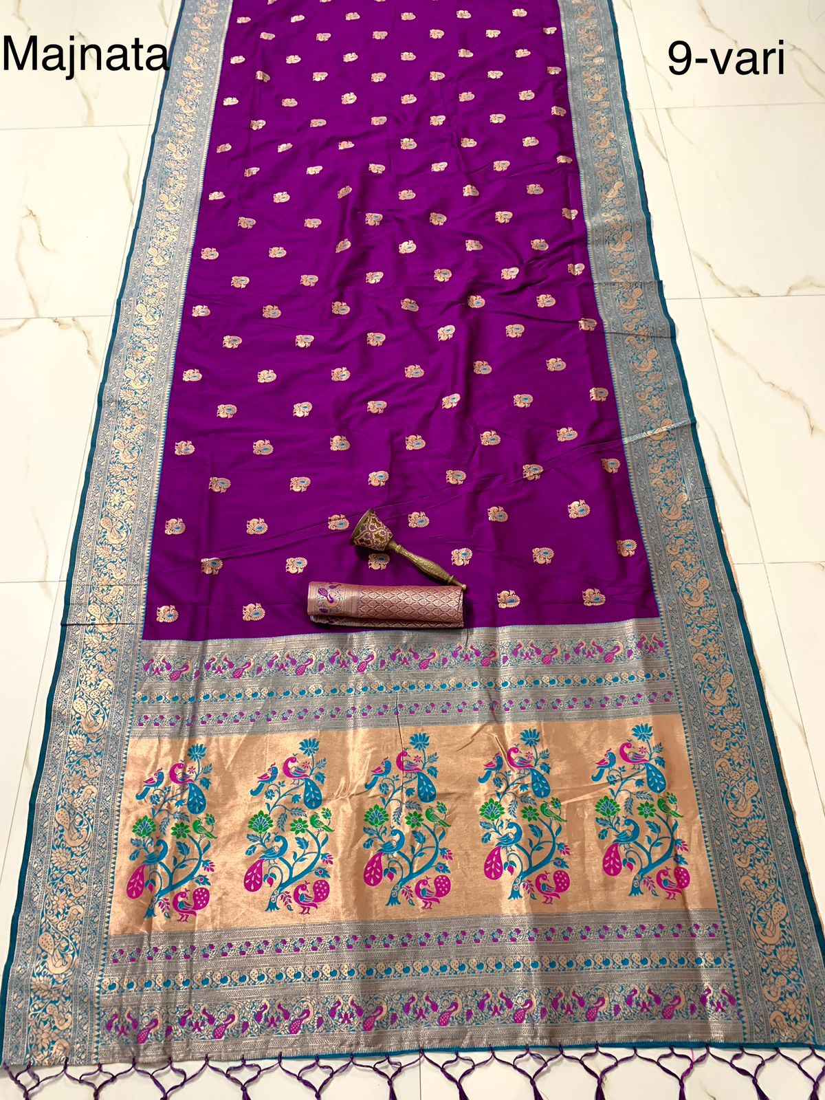 PURE SOFT KANCHIVRAM PETHANI SILK 9 YARD ZARI WEAVING SAREE AT WHOLESALE PRICE