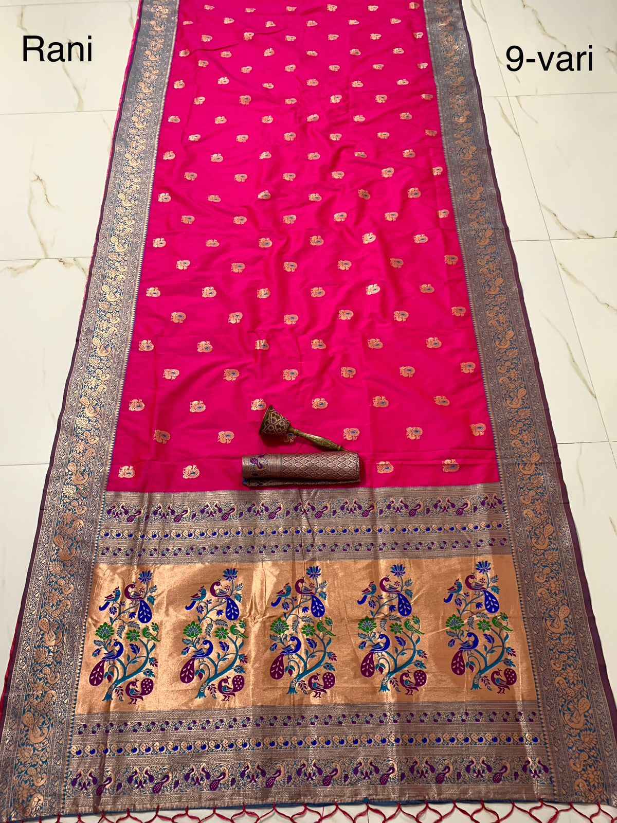 PURE SOFT KANCHIVRAM PETHANI SILK 9 YARD ZARI WEAVING SAREE AT WHOLESALE PRICE