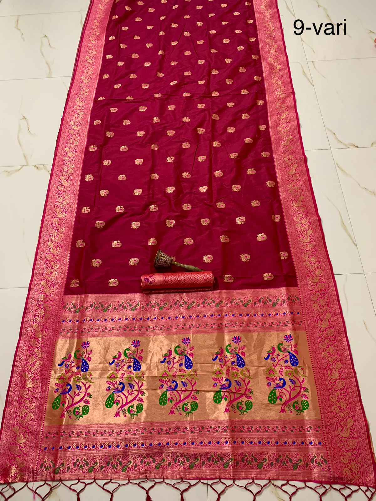 PURE SOFT KANCHIVRAM PETHANI SILK 9 YARD ZARI WEAVING SAREE AT WHOLESALE PRICE