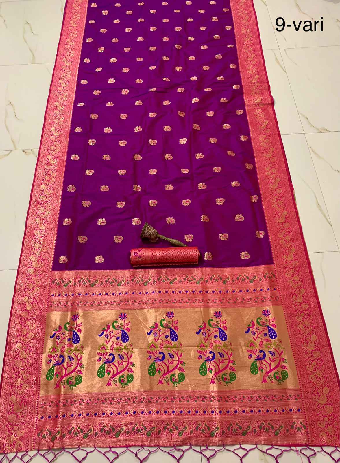 PURE SOFT KANCHIVRAM PETHANI SILK 9 YARD ZARI WEAVING SAREE AT WHOLESALE PRICE