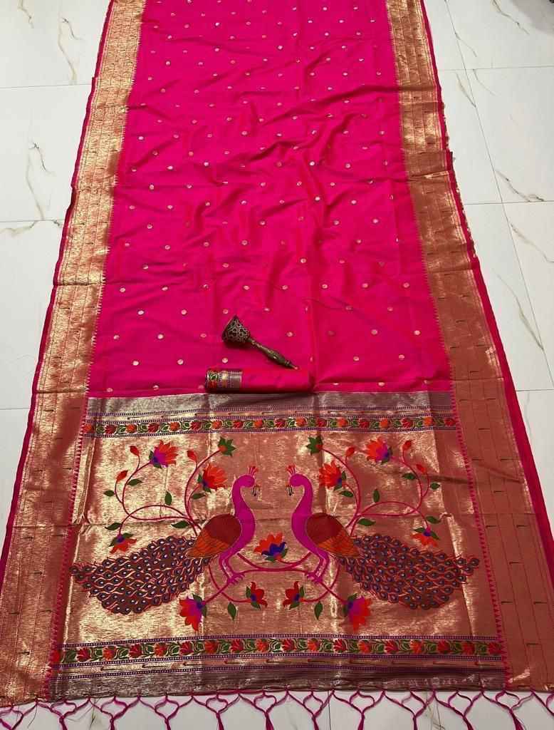 PURE SOFT KANCHIVRAM  PETHANI SILK MINA ZARI WEAVING SAREE AT WHOLESALE PRICE