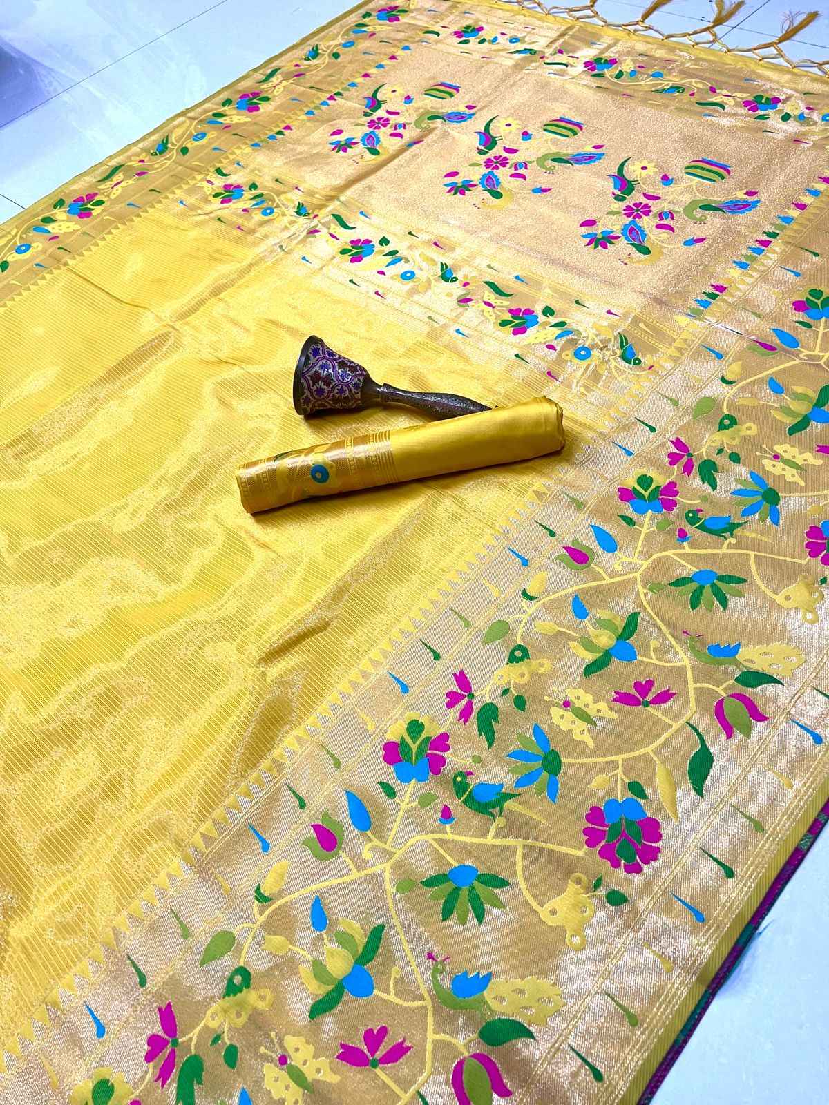 PURE SOFT KANCHIVRAM TISSUE PETHANI SILK CONTRAST BODER SAREE AT WHOLESALE PRICE