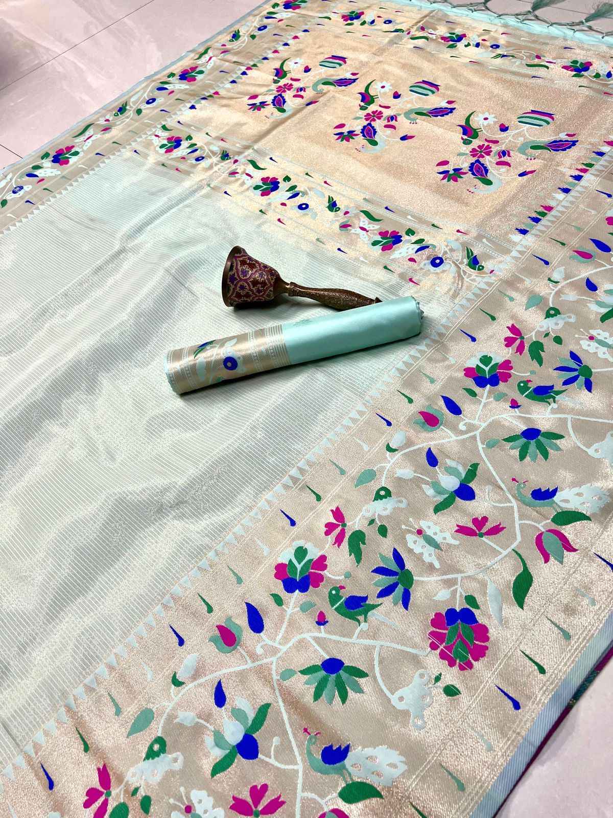PURE SOFT KANCHIVRAM TISSUE PETHANI SILK CONTRAST BODER SAREE AT WHOLESALE PRICE