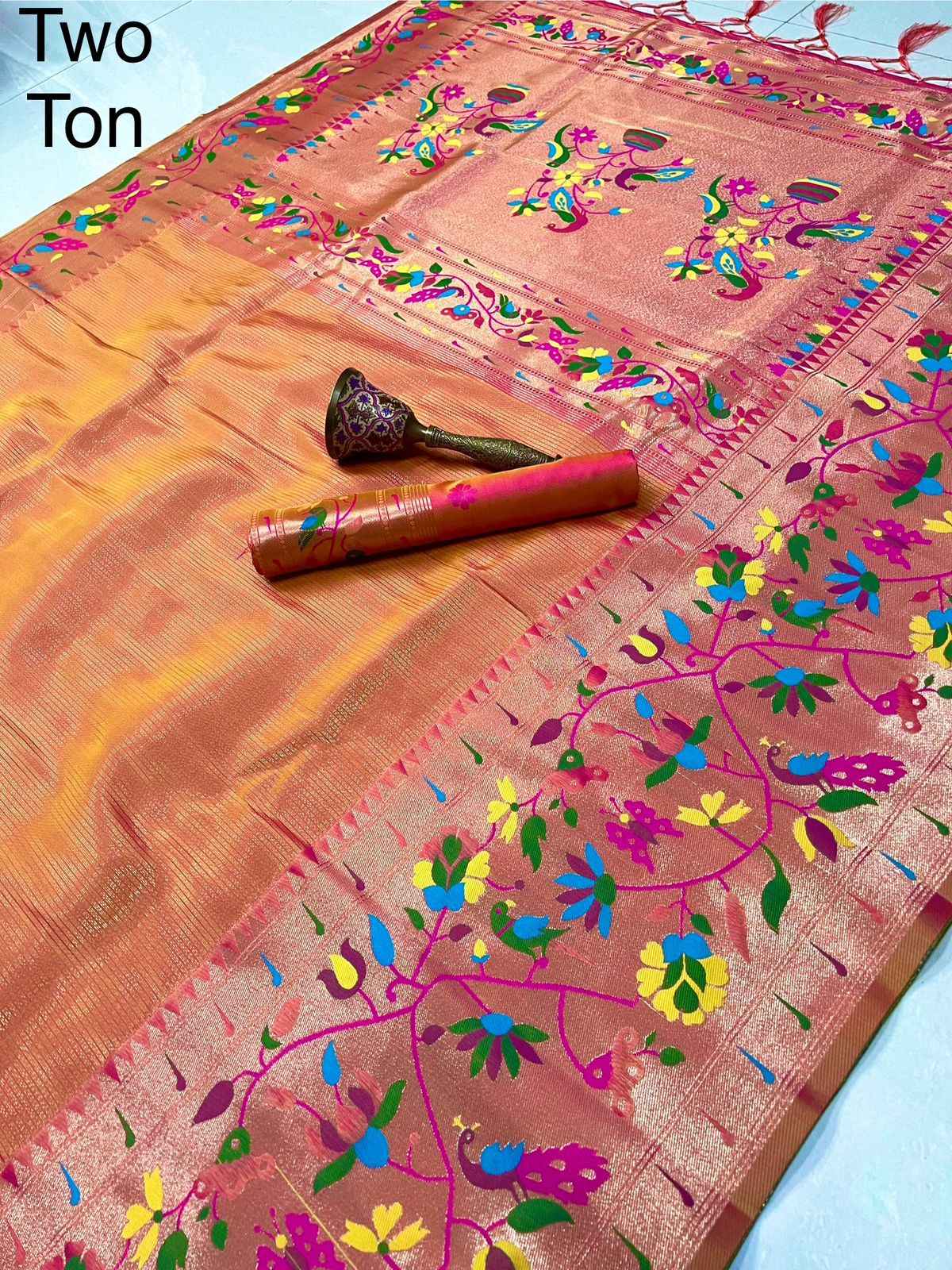 PURE SOFT KANCHIVRAM TISSUE PETHANI SILK CONTRAST BODER SAREE AT WHOLESALE PRICE