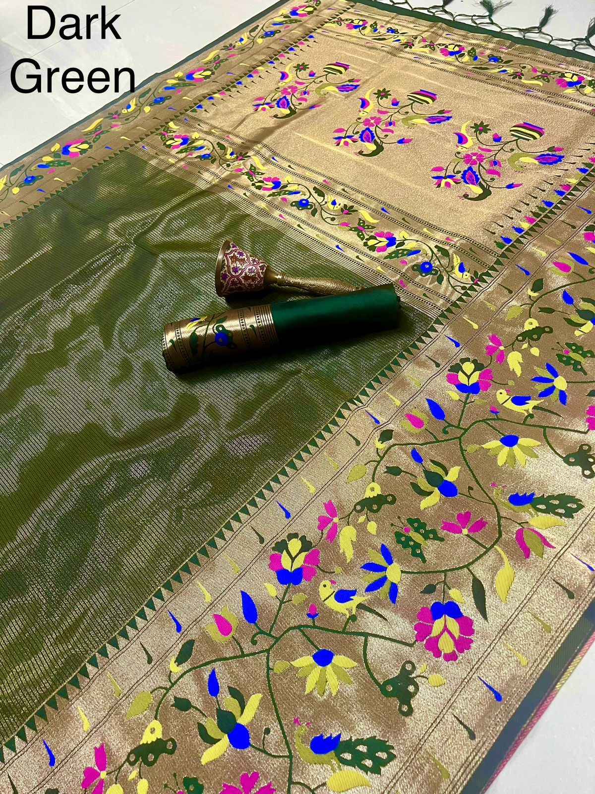 PURE SOFT KANCHIVRAM TISSUE PETHANI SILK CONTRAST BODER SAREE AT WHOLESALE PRICE