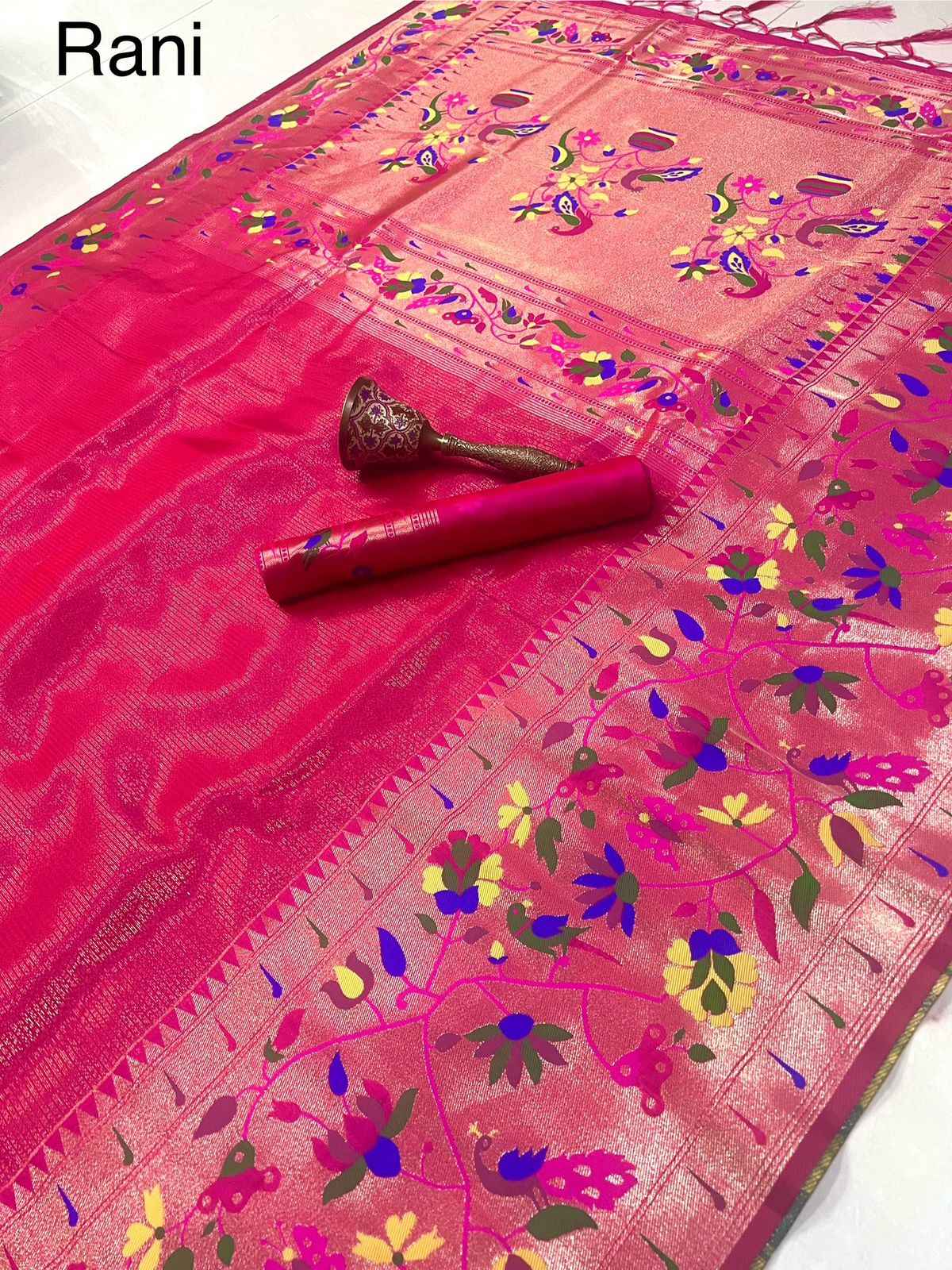 PURE SOFT KANCHIVRAM TISSUE PETHANI SILK CONTRAST BODER SAREE AT WHOLESALE PRICE
