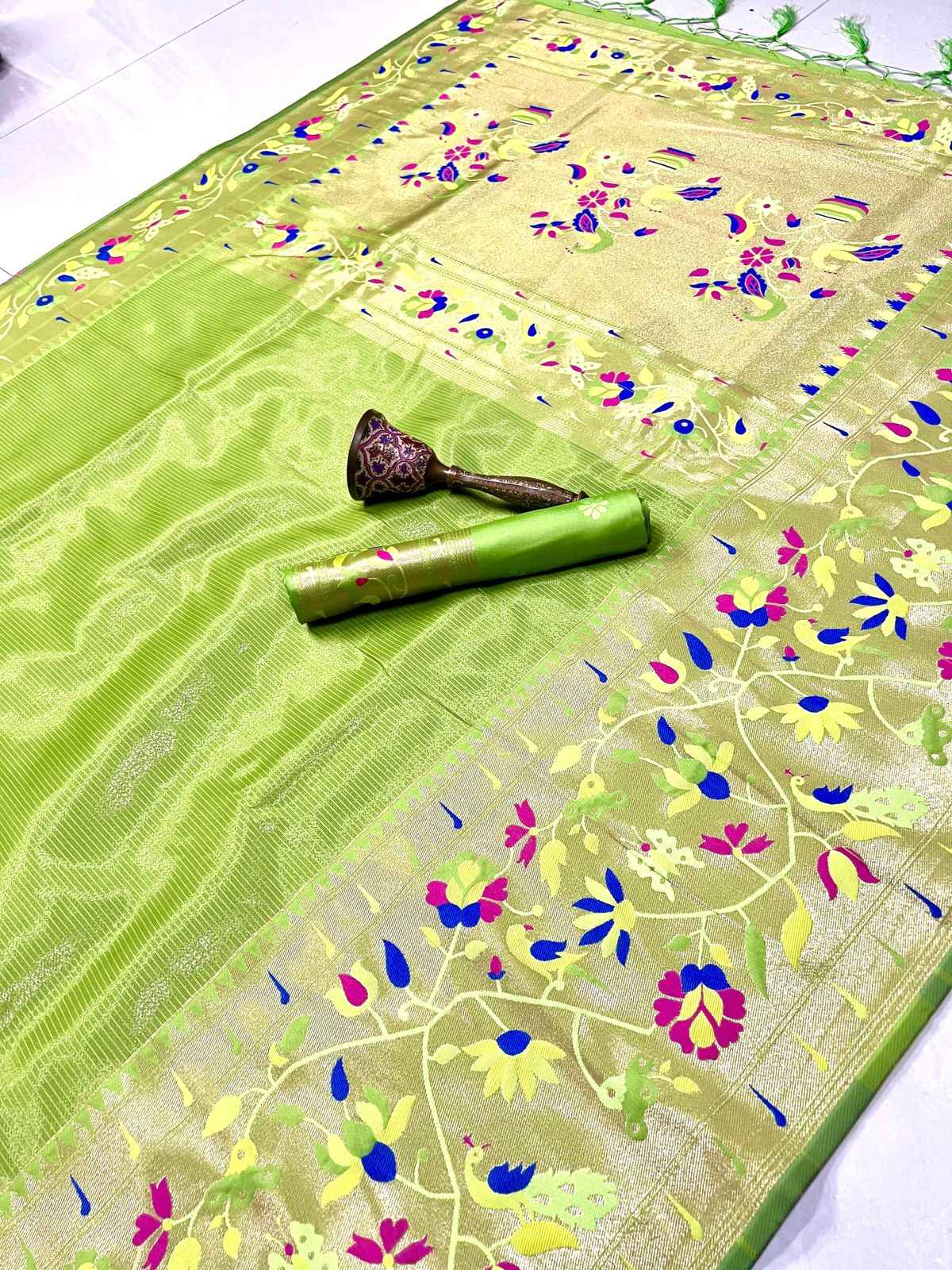 PURE SOFT KANCHIVRAM TISSUE PETHANI SILK CONTRAST BODER SAREE AT WHOLESALE PRICE
