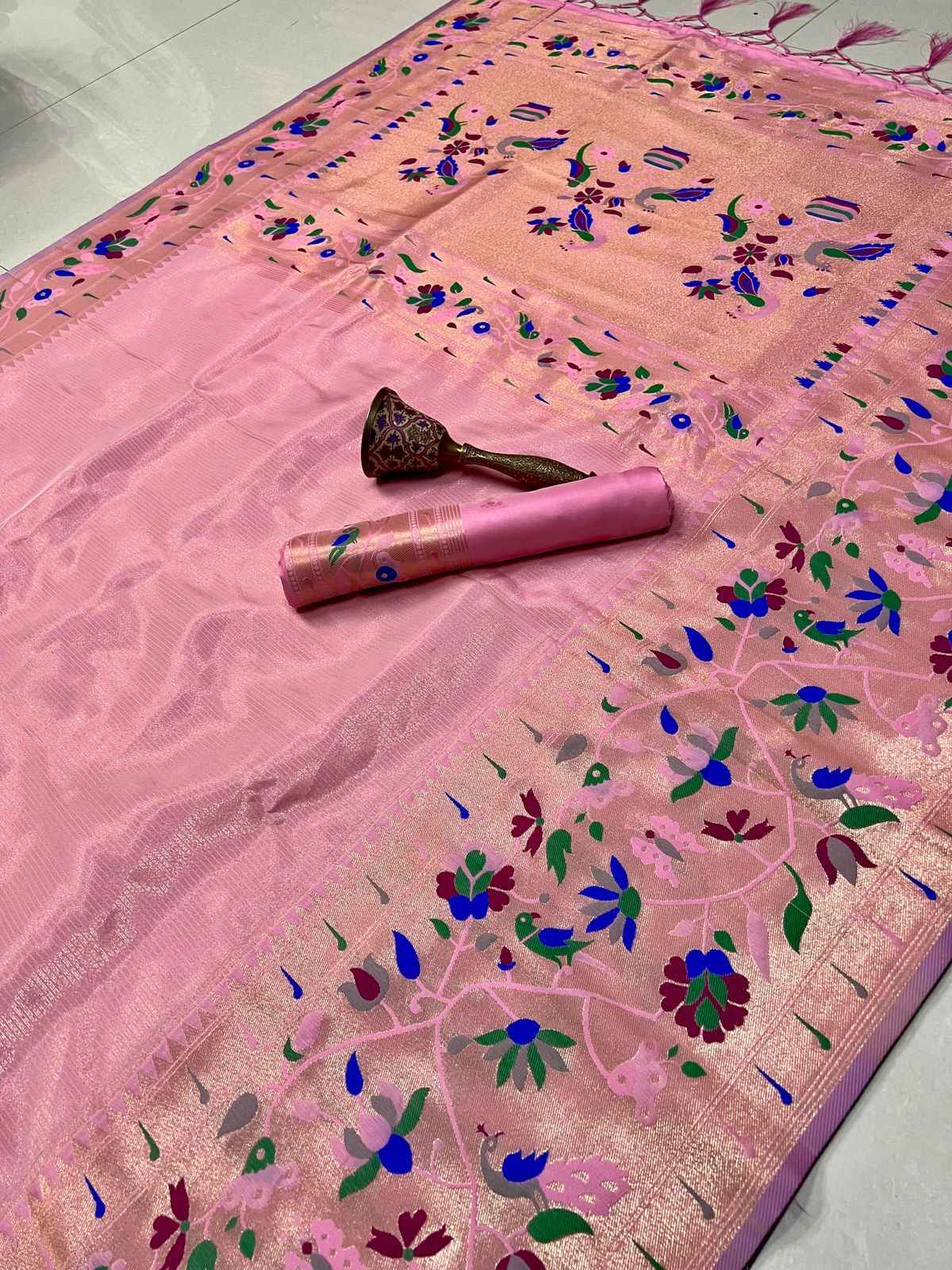 PURE SOFT KANCHIVRAM TISSUE PETHANI SILK CONTRAST BODER SAREE AT WHOLESALE PRICE