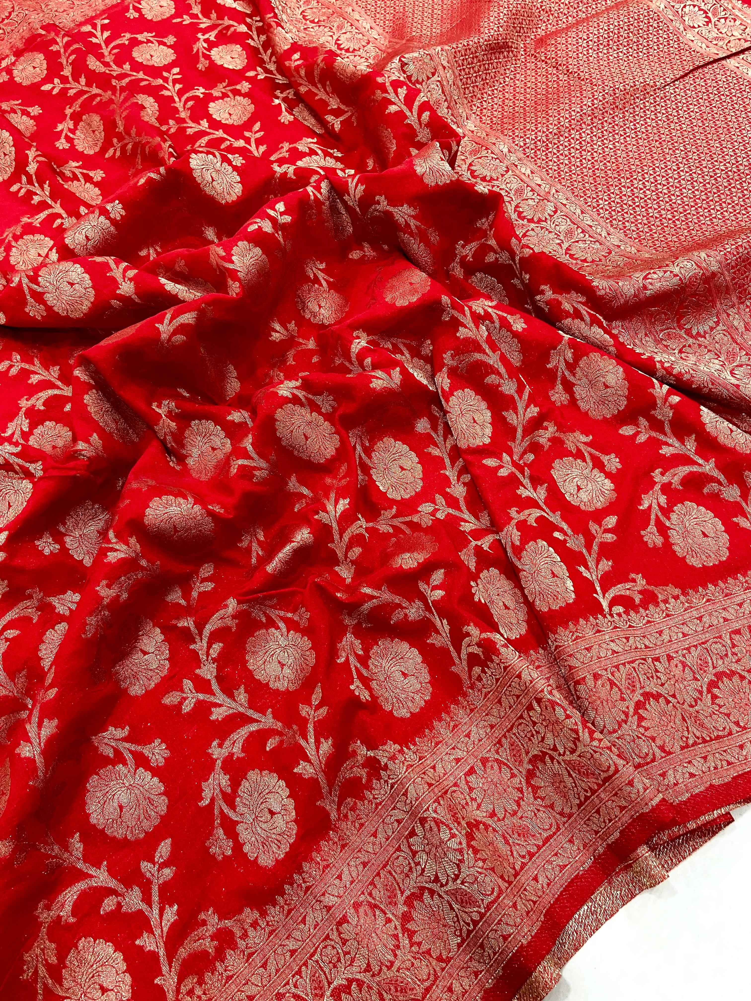 PURE SOFT KHADI GEORGETTE SILK ZARI PICHWAI SAREE AT WHOLESALE PRICE