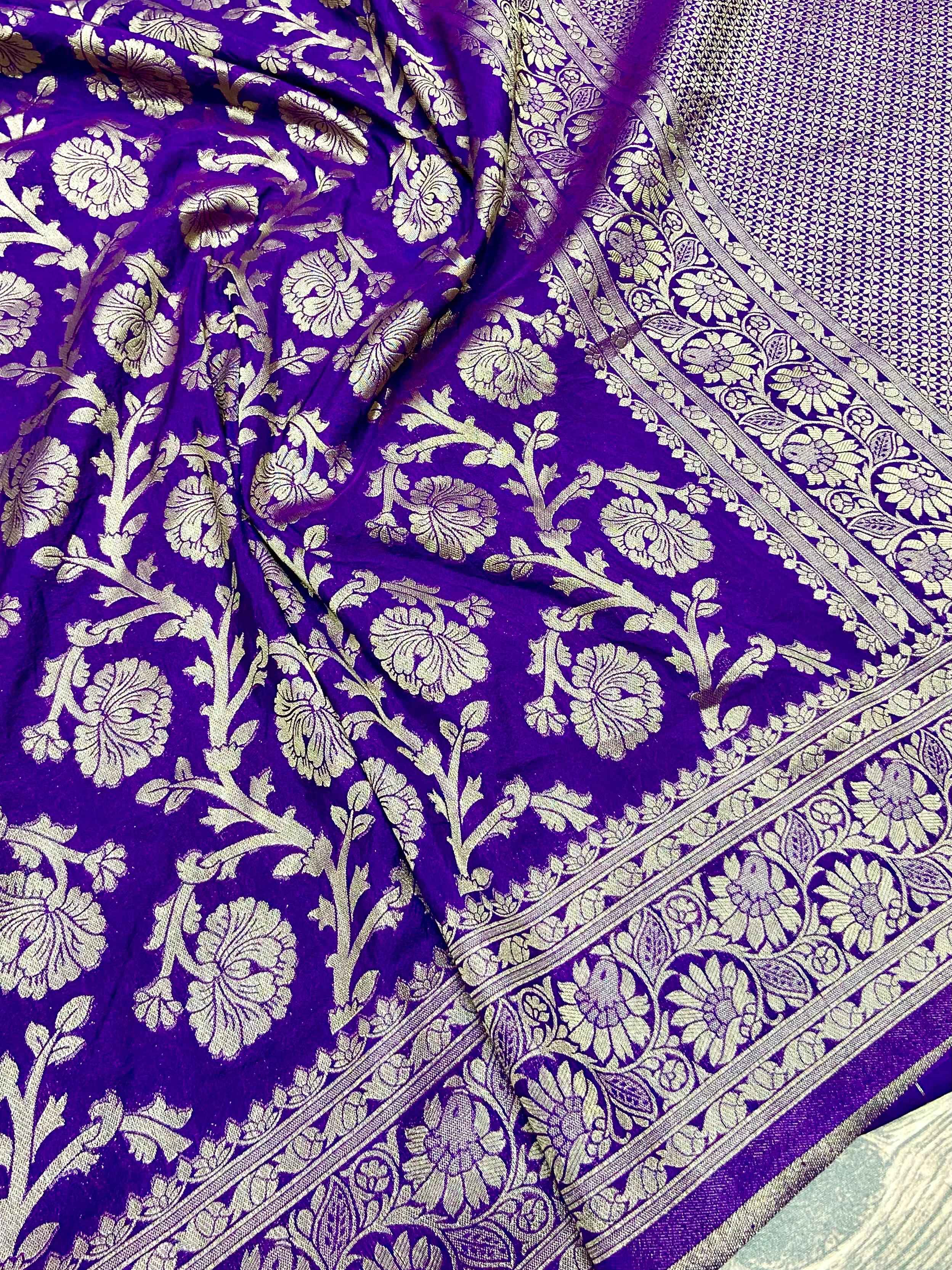 PURE SOFT KHADI GEORGETTE SILK ZARI PICHWAI SAREE AT WHOLESALE PRICE