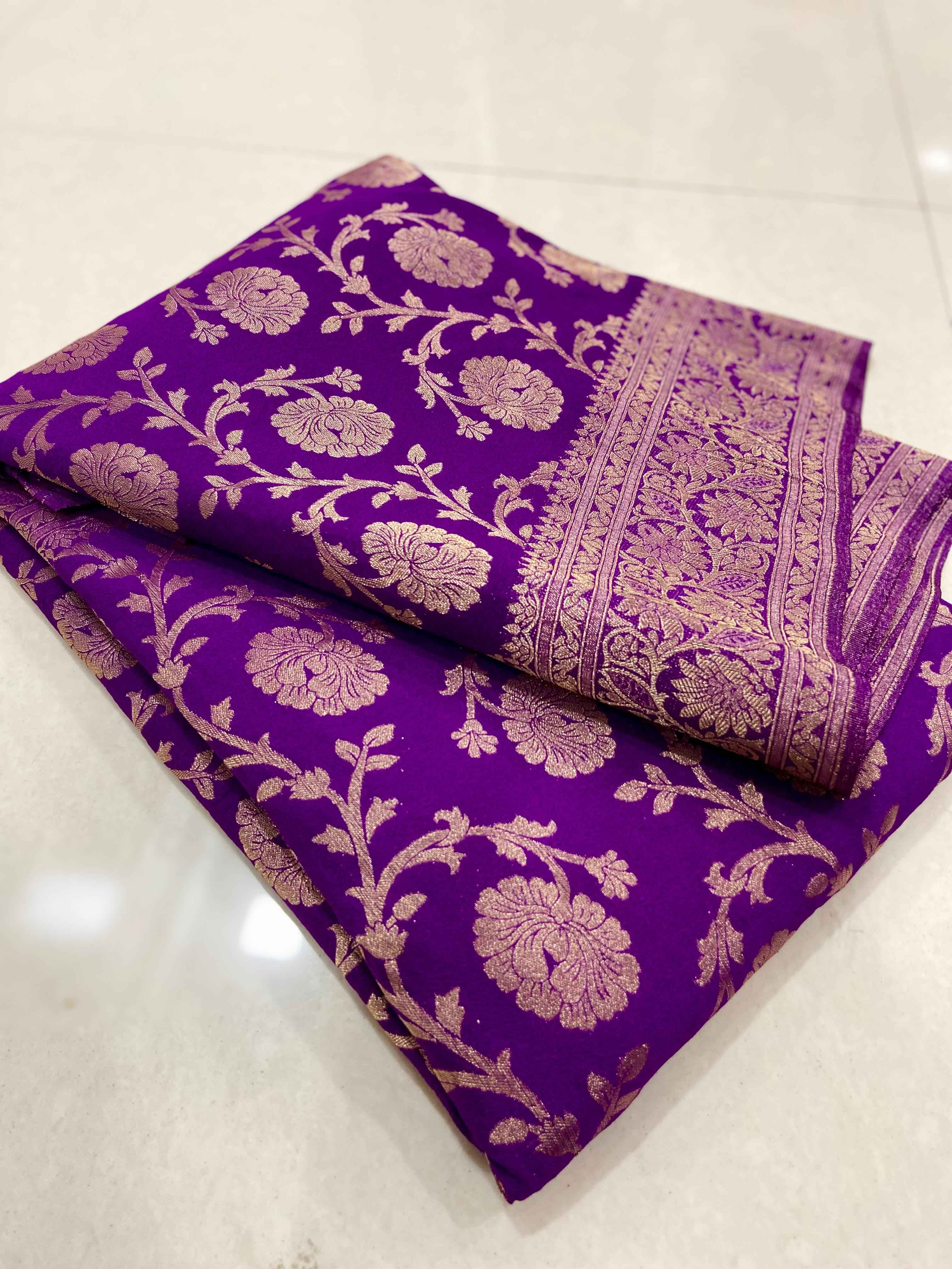 PURE SOFT KHADI GEORGETTE SILK ZARI PICHWAI SAREE AT WHOLESALE PRICE