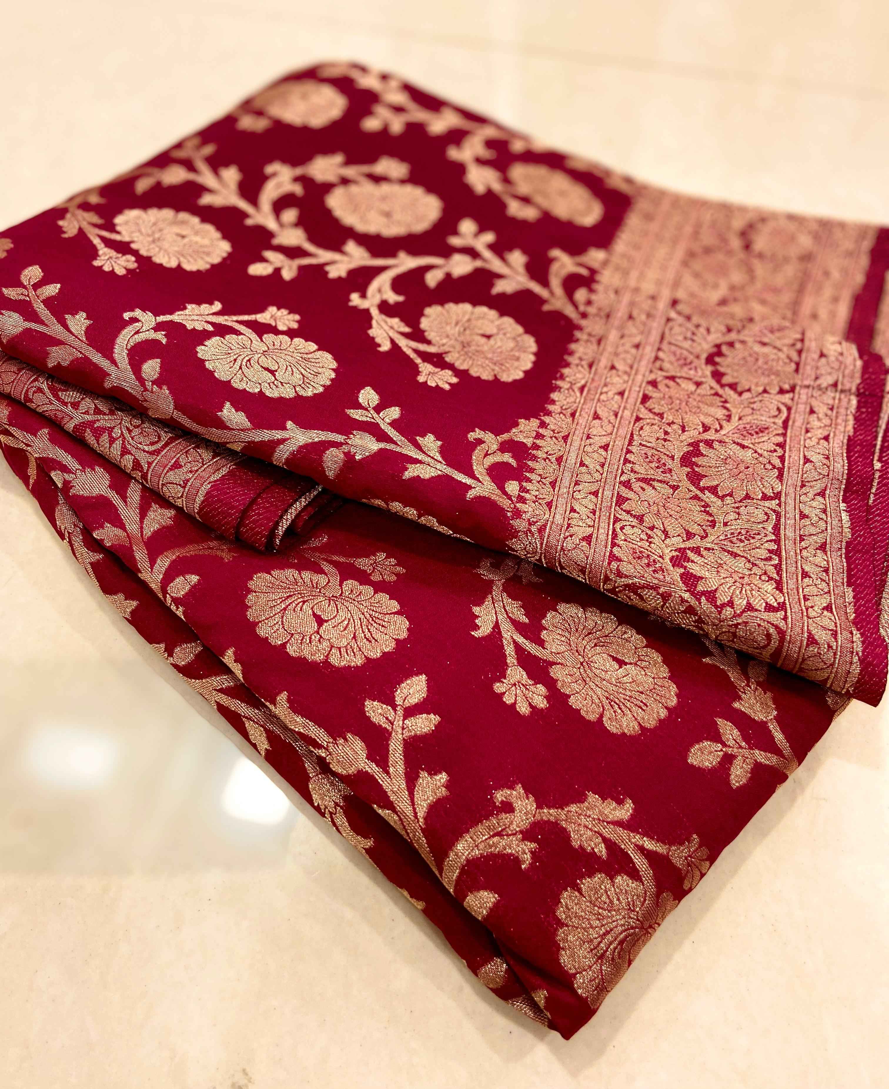 PURE SOFT KHADI GEORGETTE SILK ZARI PICHWAI SAREE AT WHOLESALE PRICE