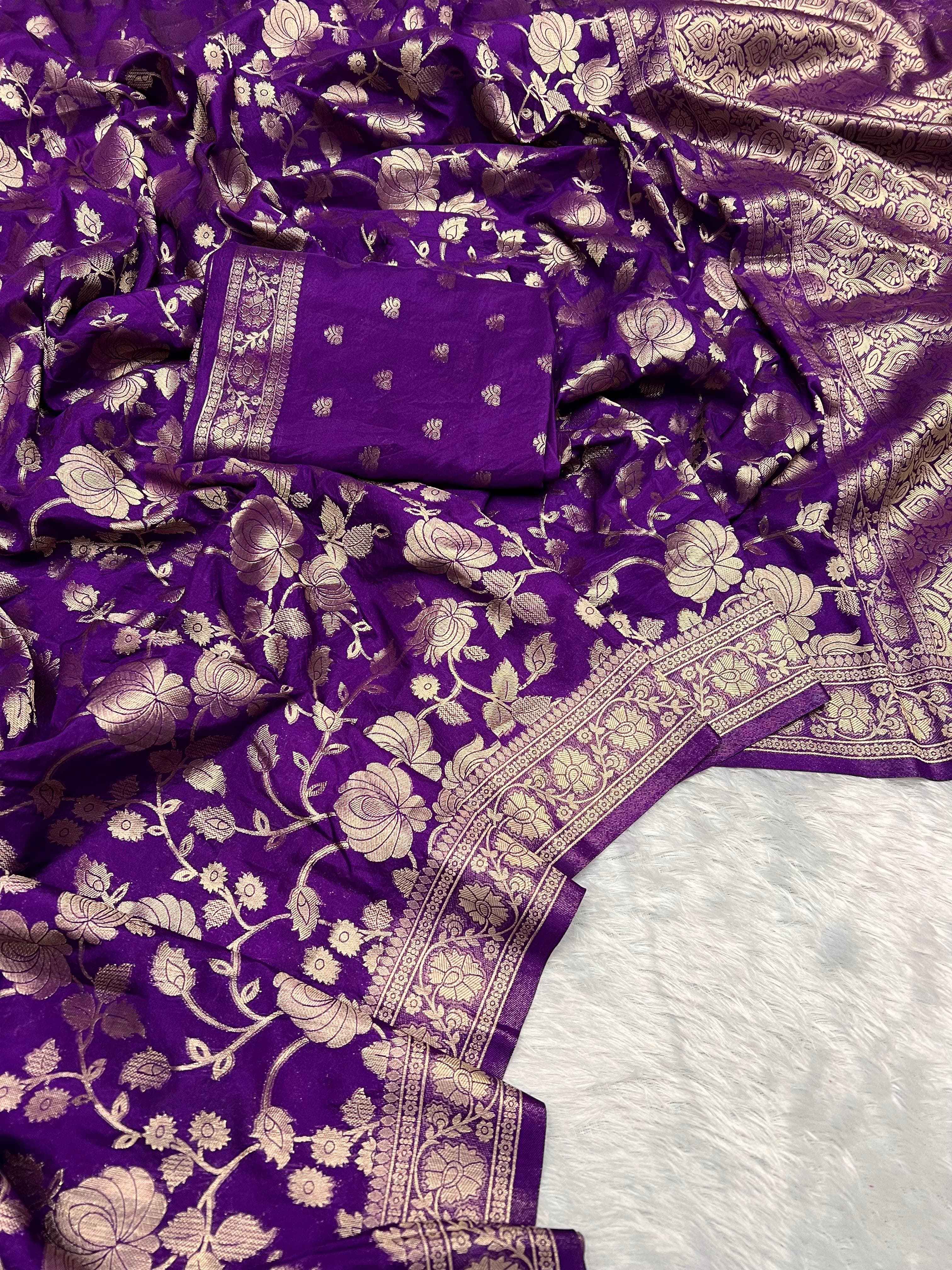 PURE SOFT KHADI GEORGETTE SILK ZARI PICHWAI WOOVEN PALLU SAREE AT WHOLESALE PRICE