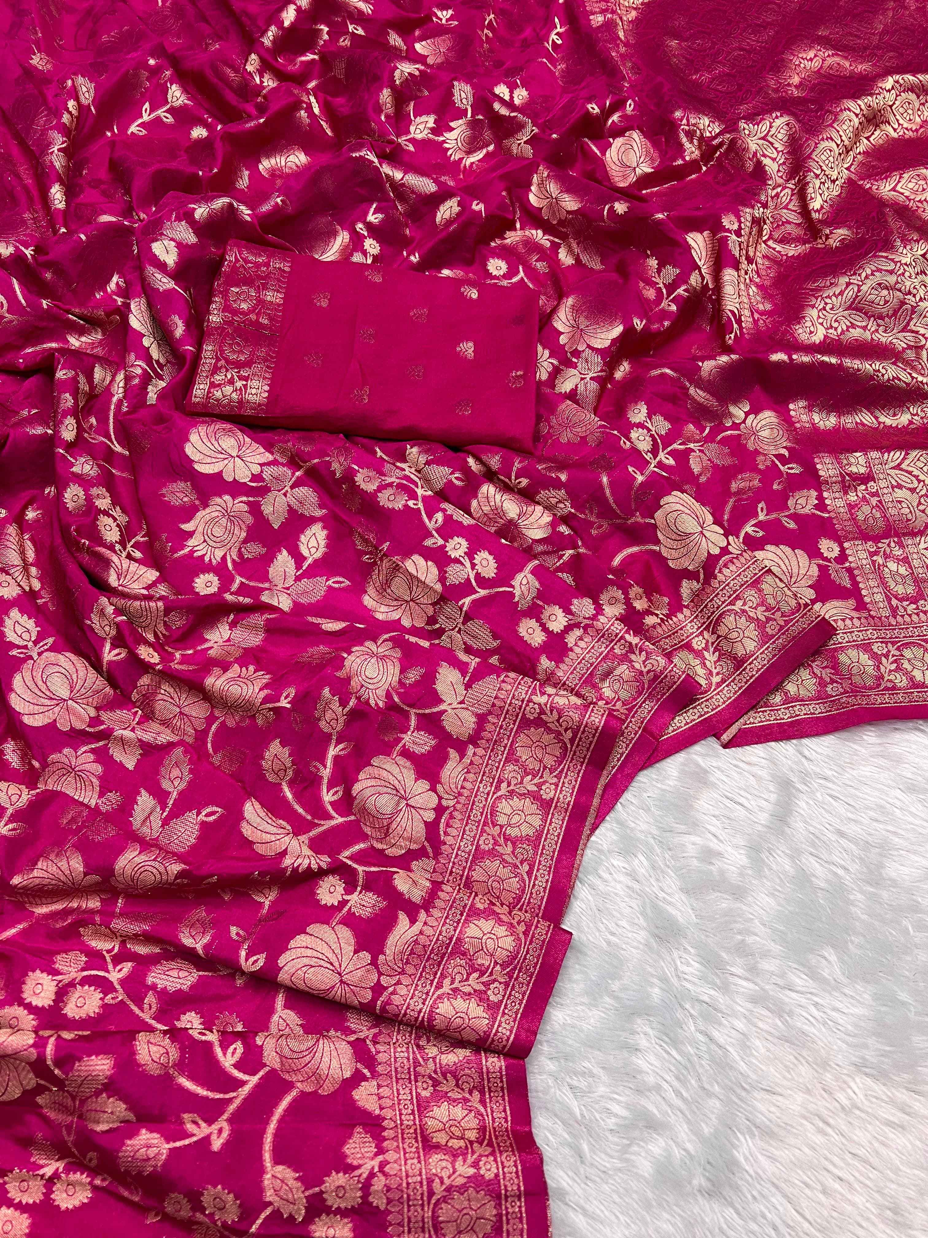 PURE SOFT KHADI GEORGETTE SILK ZARI PICHWAI WOOVEN PALLU SAREE AT WHOLESALE PRICE