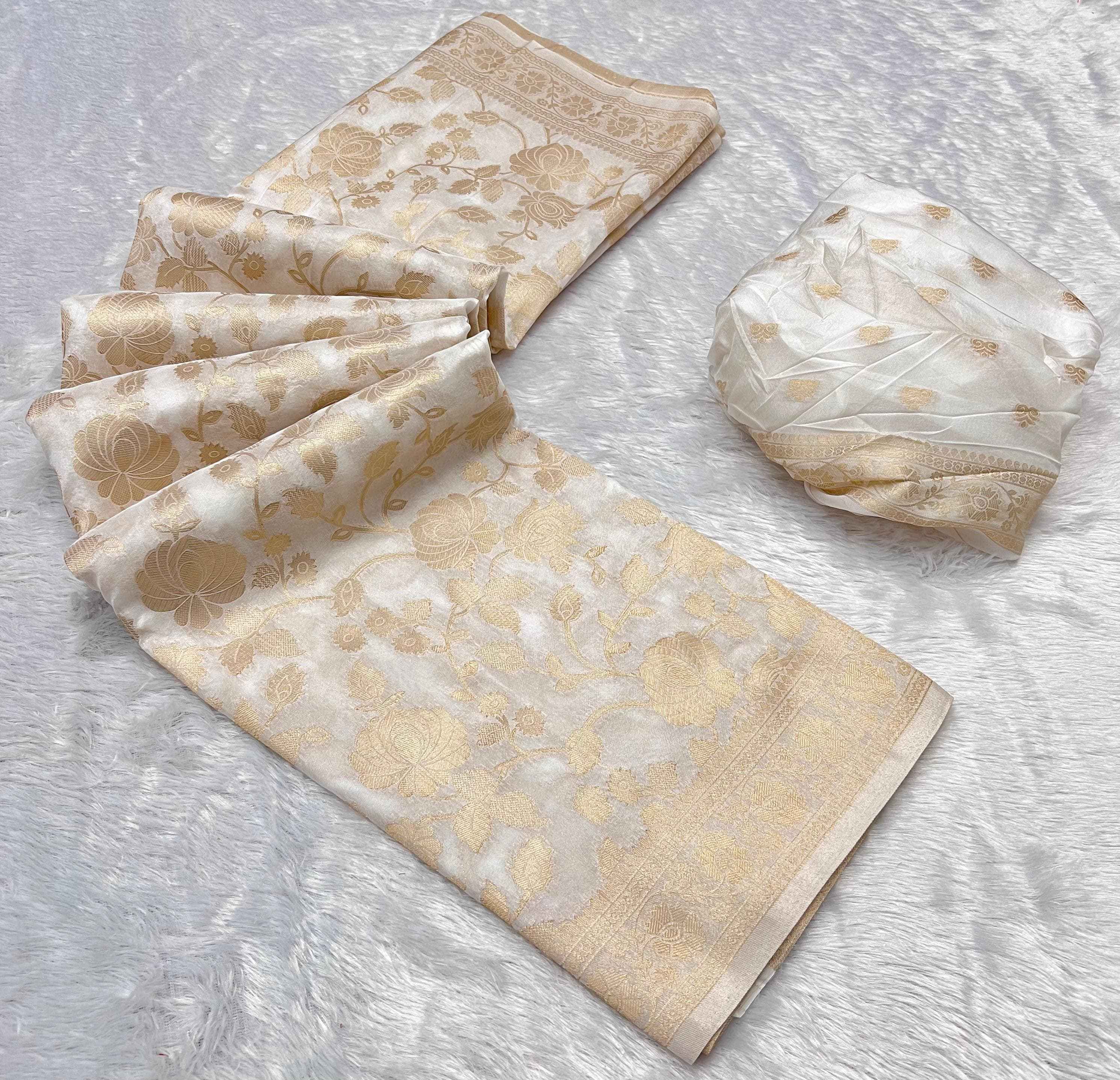 PURE SOFT KHADI GEORGETTE SILK ZARI PICHWAI WOOVEN PALLU SAREE AT WHOLESALE PRICE