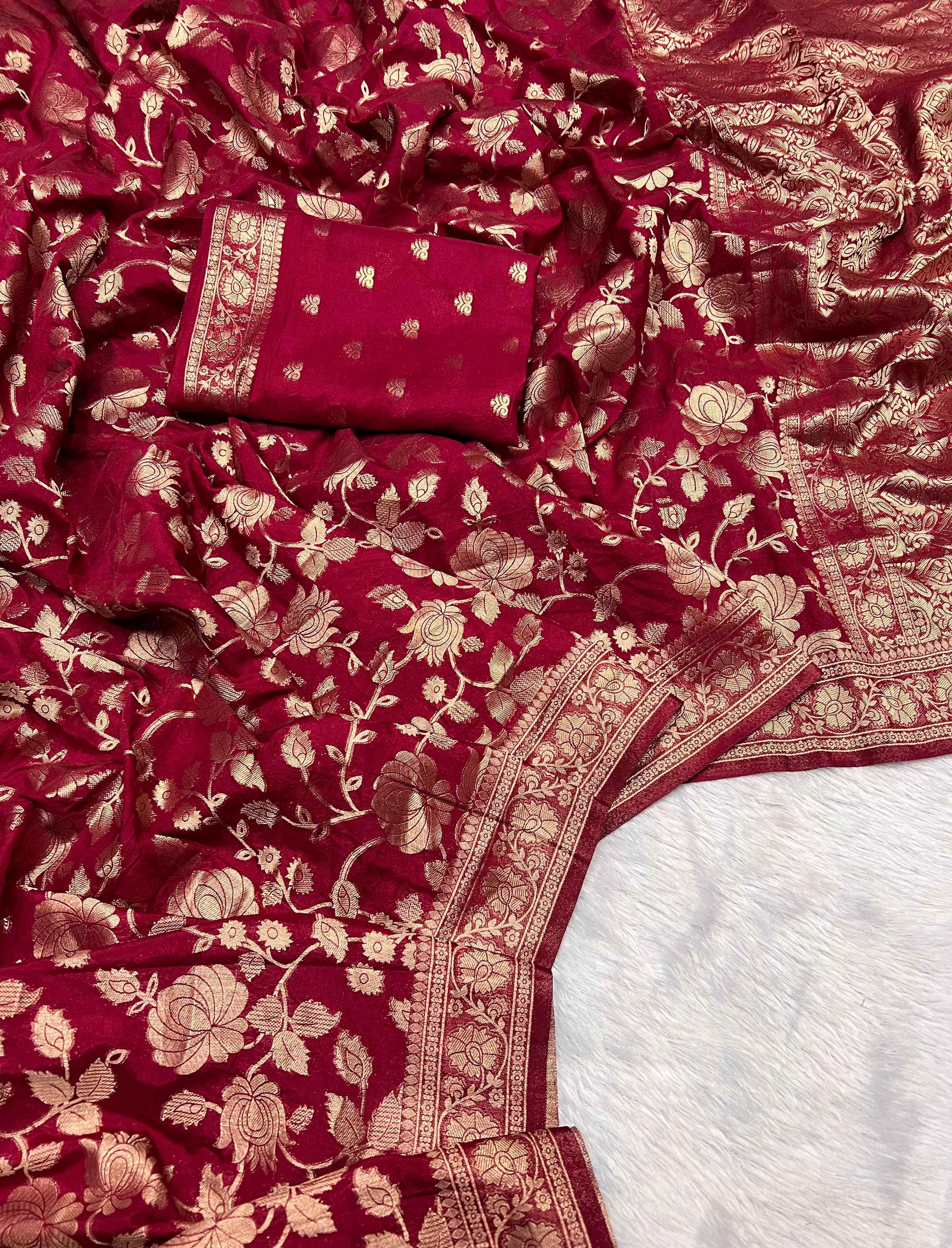 PURE SOFT KHADI GEORGETTE SILK ZARI PICHWAI WOOVEN PALLU SAREE AT WHOLESALE PRICE