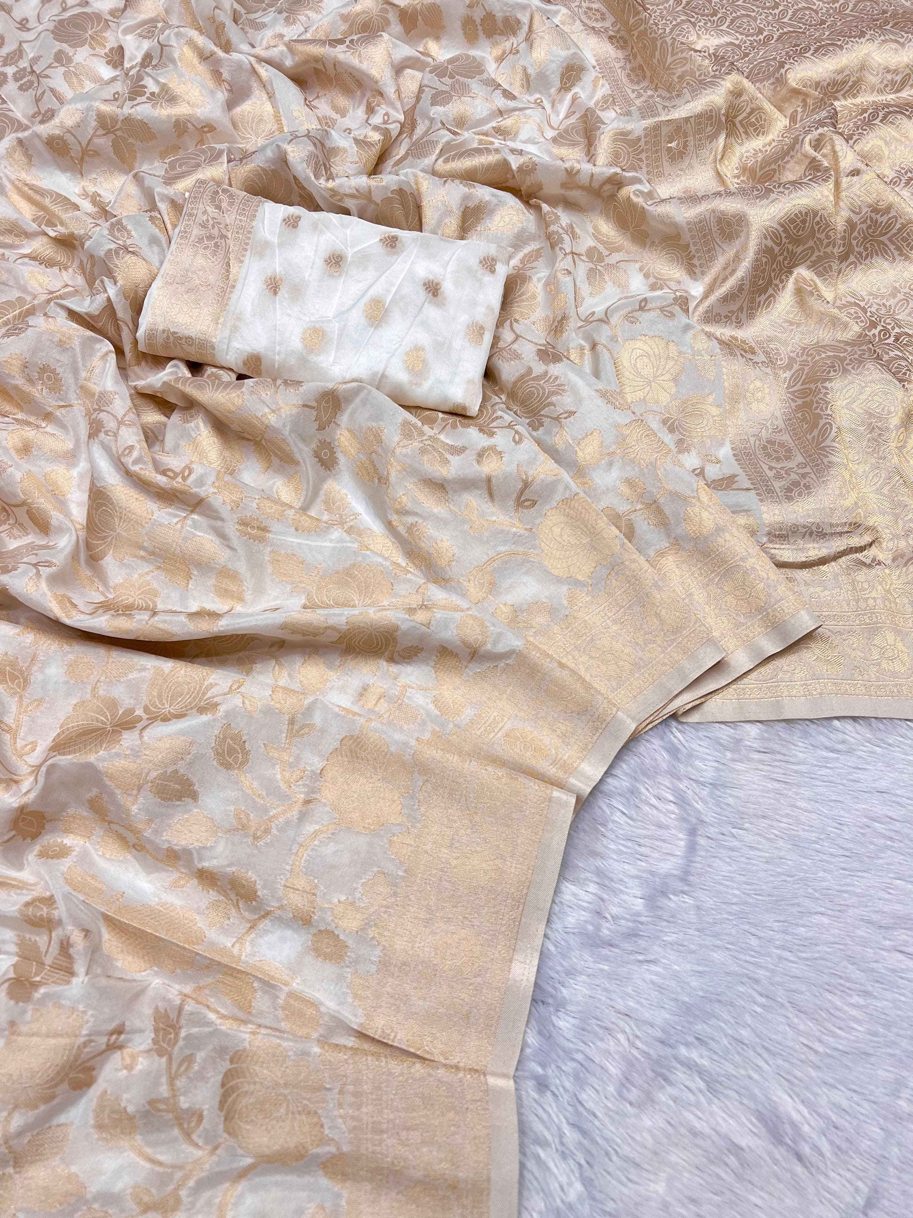PURE SOFT KHADI GEORGETTE SILK ZARI PICHWAI WOOVEN PALLU SAREE AT WHOLESALE PRICE