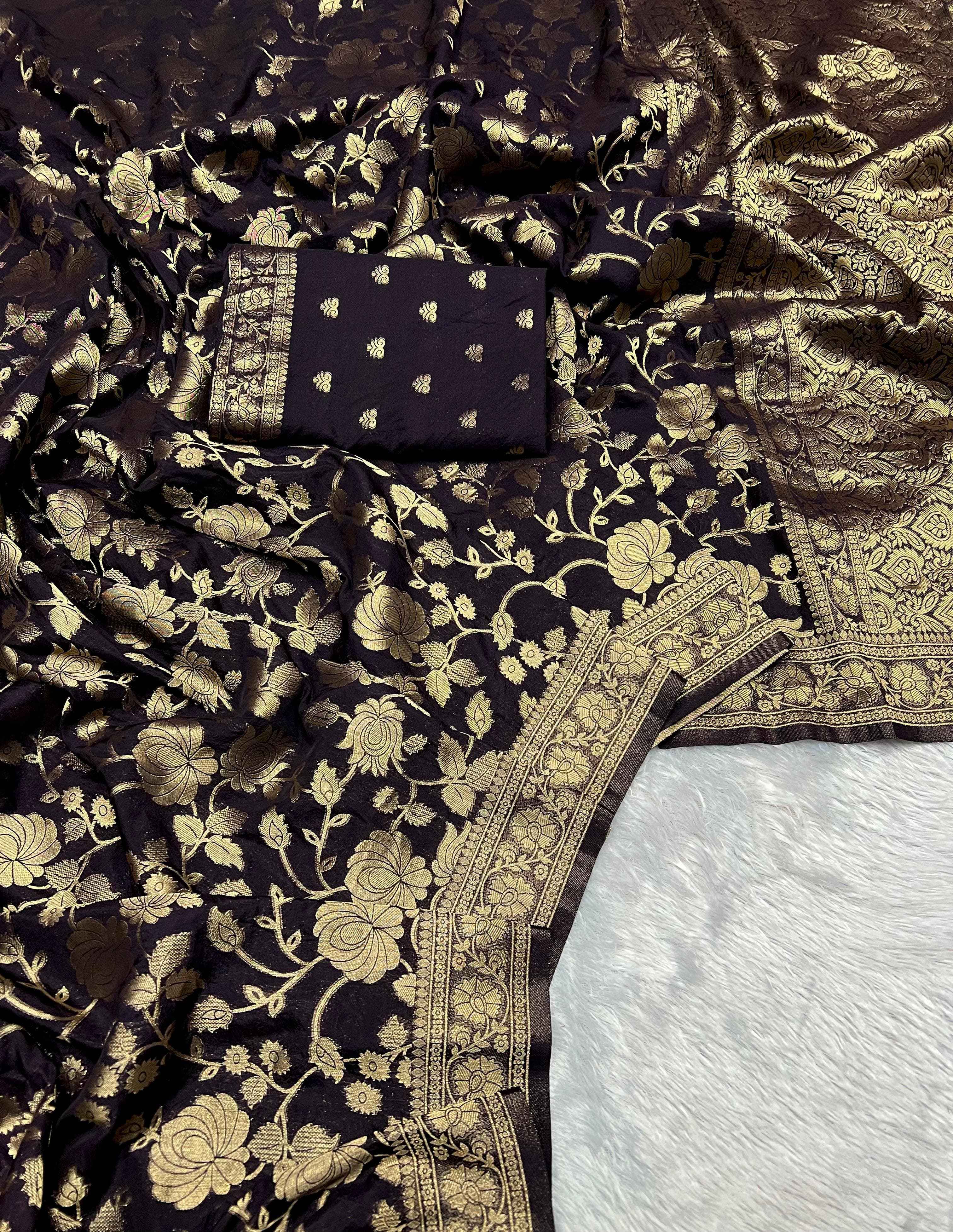 PURE SOFT KHADI GEORGETTE SILK ZARI PICHWAI WOOVEN PALLU SAREE AT WHOLESALE PRICE