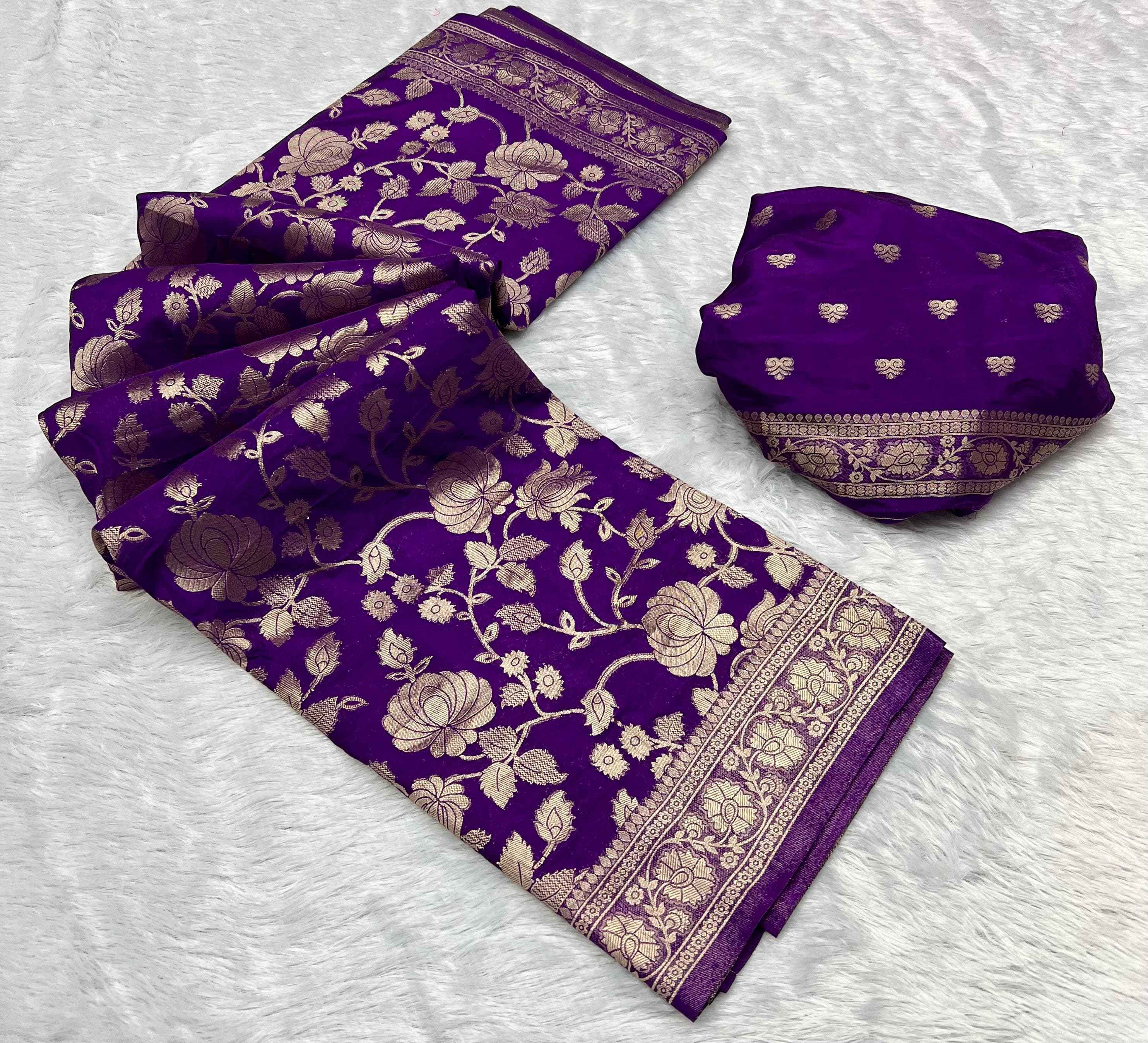 PURE SOFT KHADI GEORGETTE SILK ZARI PICHWAI WOOVEN PALLU SAREE AT WHOLESALE PRICE