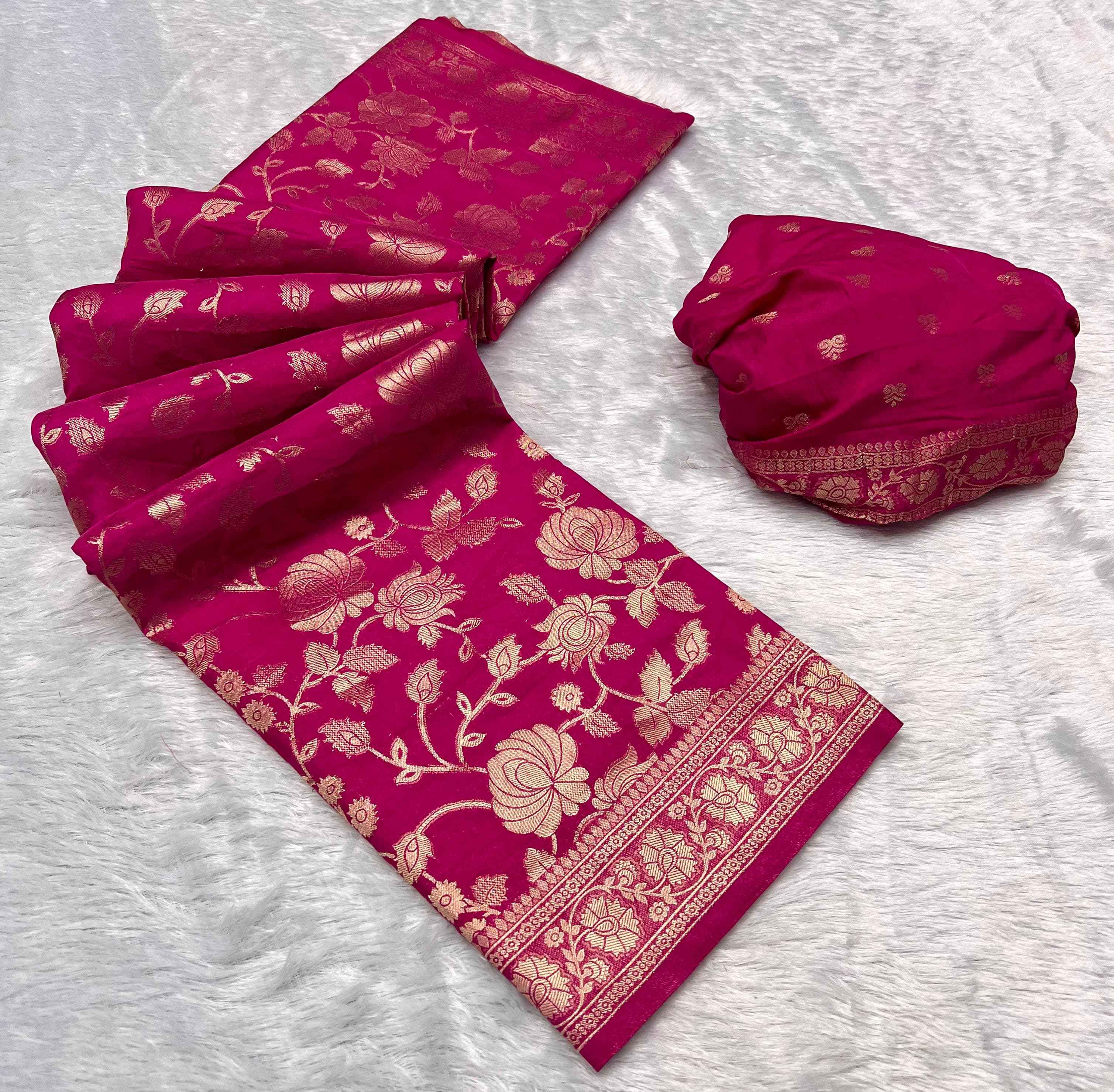 PURE SOFT KHADI GEORGETTE SILK ZARI PICHWAI WOOVEN PALLU SAREE AT WHOLESALE PRICE