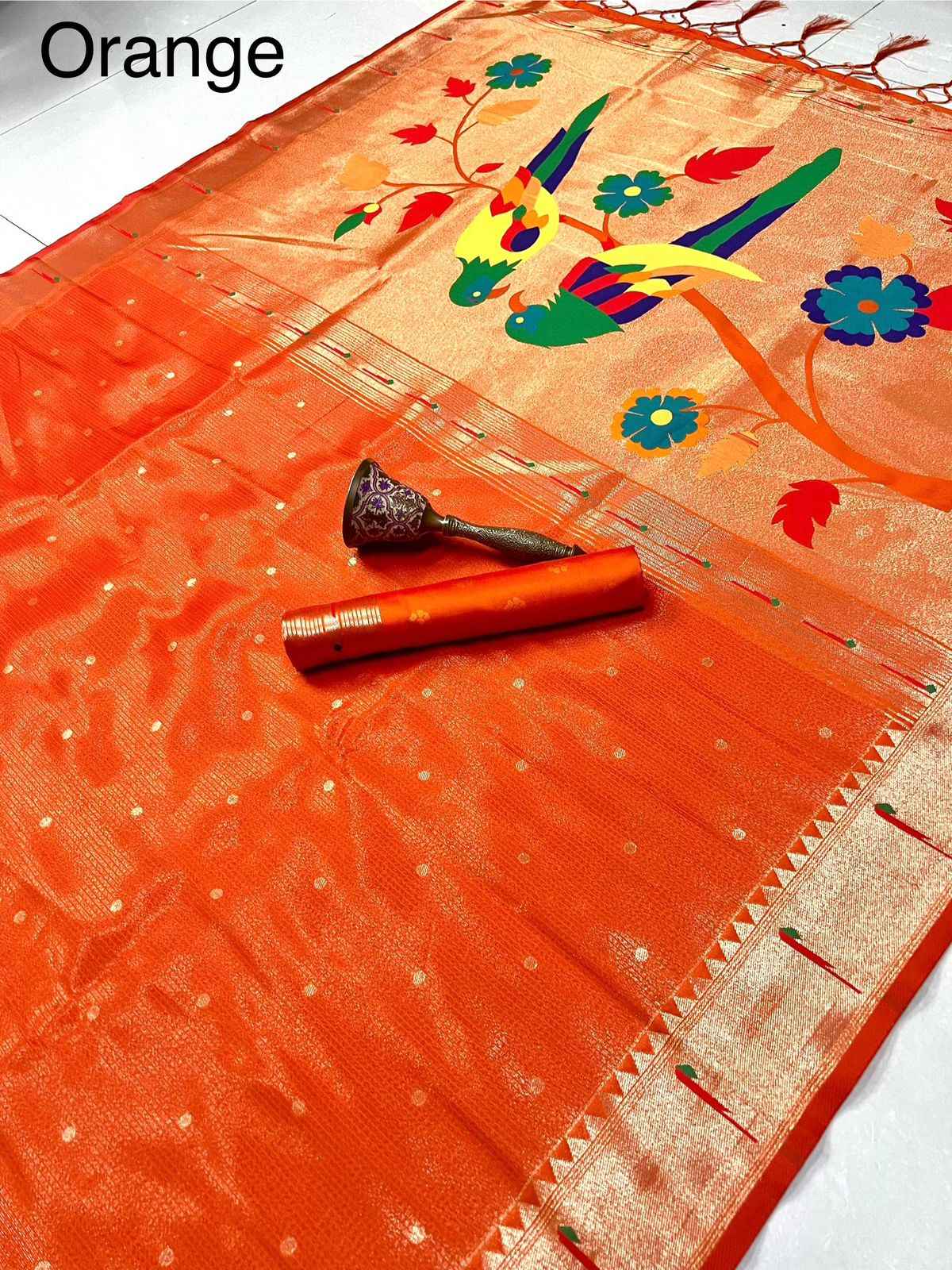 PURE SOFT ZARI KANCHIVRAM TISSUE PAITHANI SILK MUNIYA BODER SAREE AT WHOLESALE PRICE