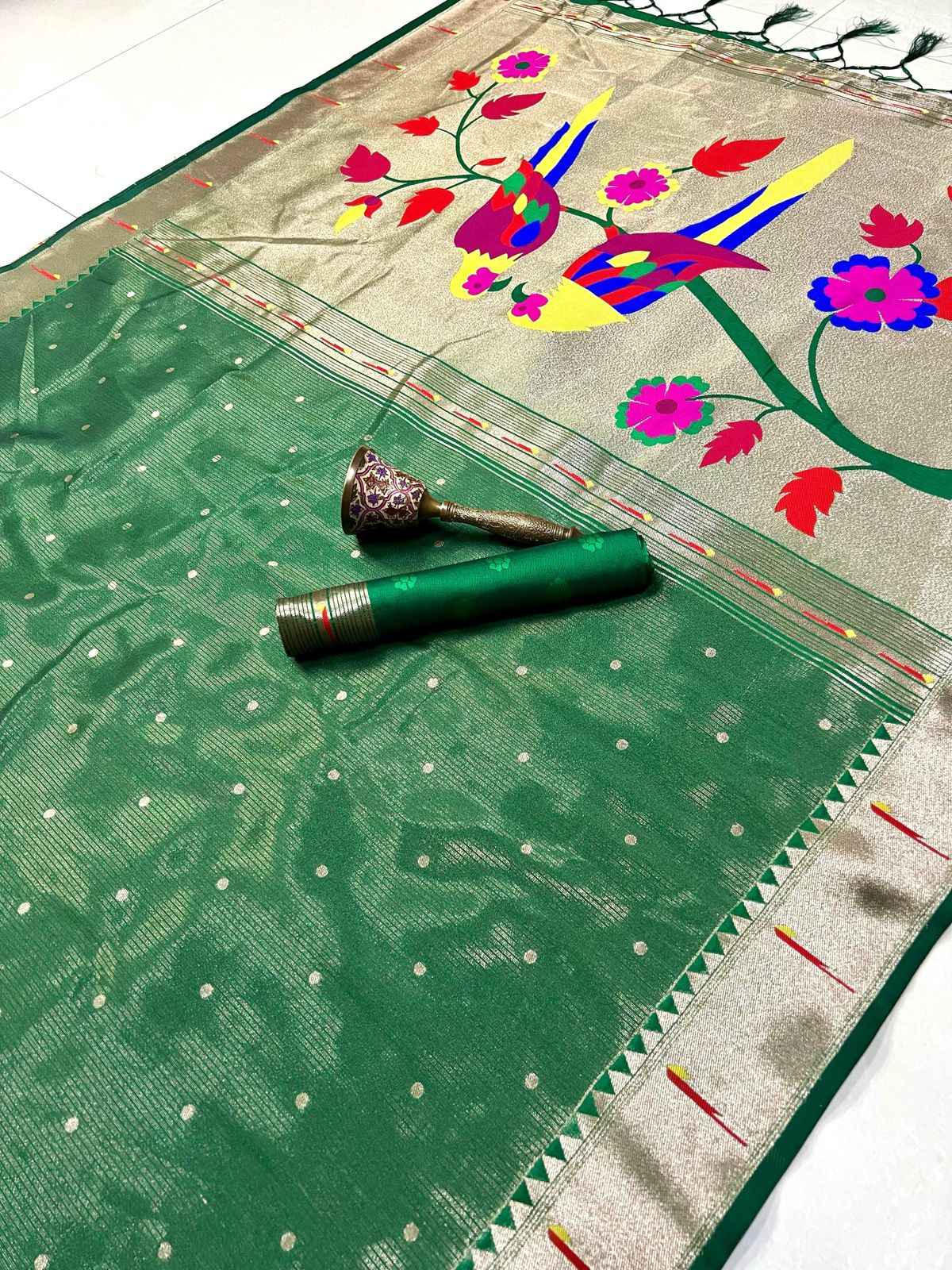 PURE SOFT ZARI KANCHIVRAM TISSUE PAITHANI SILK MUNIYA BODER SAREE AT WHOLESALE PRICE