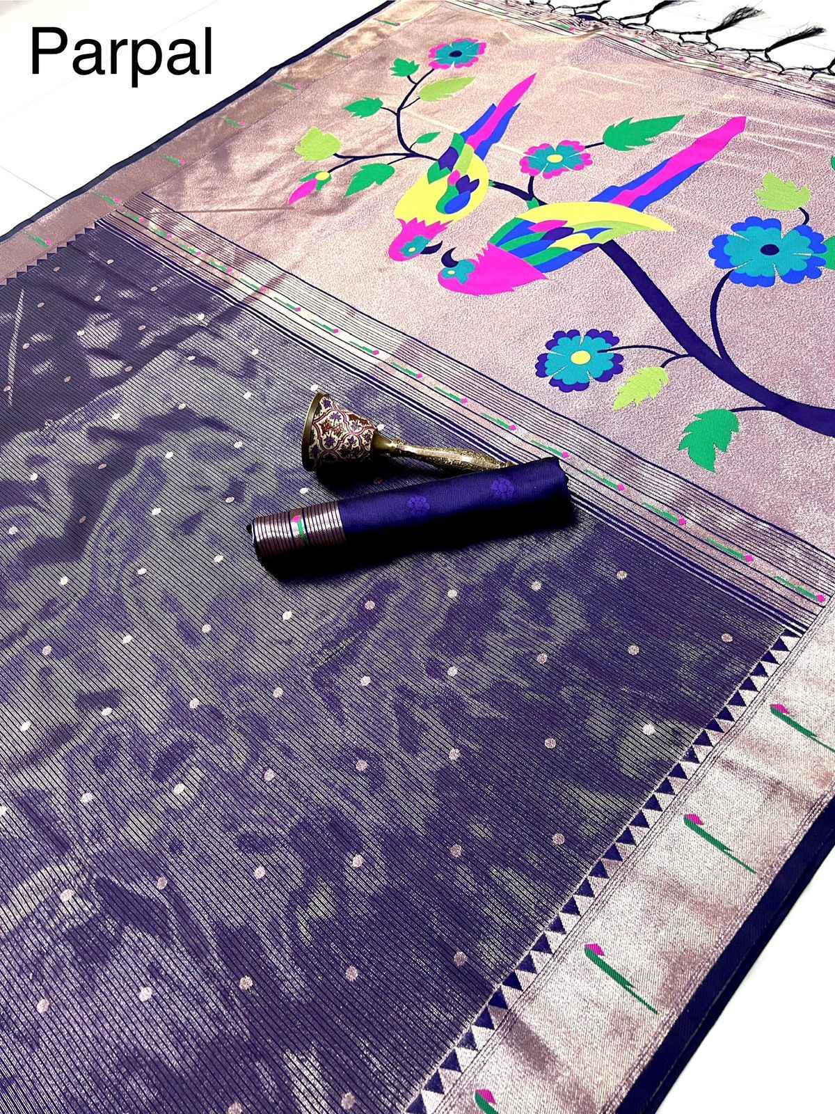 PURE SOFT ZARI KANCHIVRAM TISSUE PAITHANI SILK MUNIYA BODER SAREE AT WHOLESALE PRICE