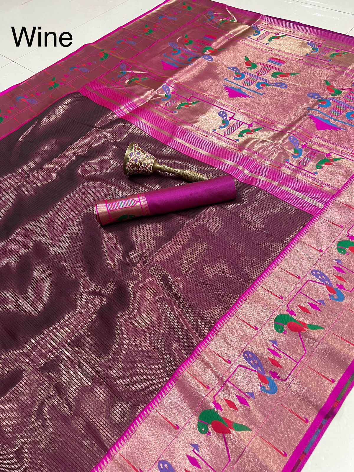PURE SOFT ZARI KANCHIVRAM TISSUE PAITHANI SILK SAREE AT WHOLSALE PRICE