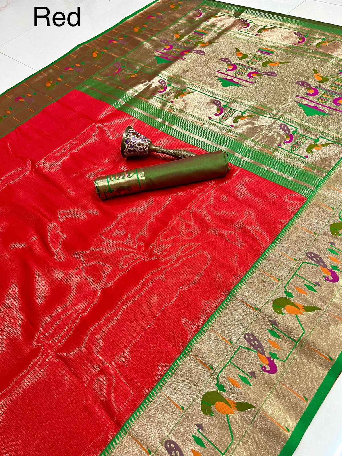 PURE SOFT ZARI KANCHIVRAM TISSUE PAITHANI SILK SAREE AT WHOLSALE PRICE