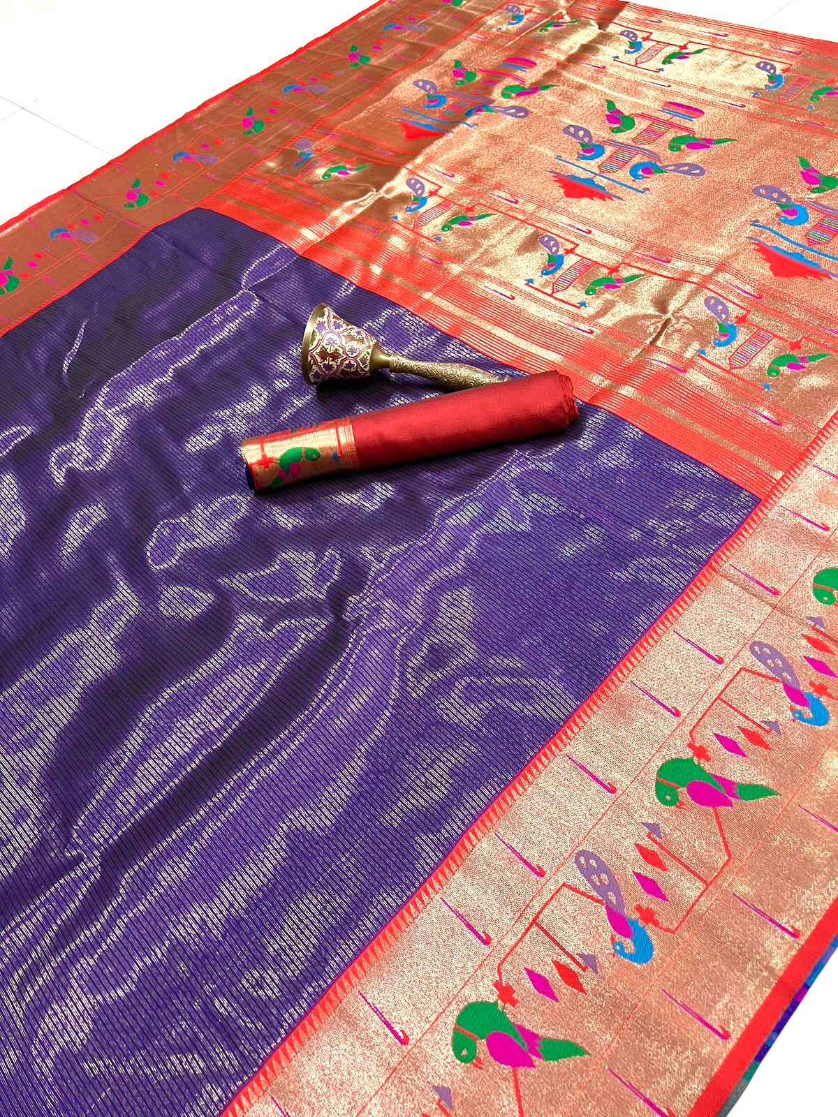 PURE SOFT ZARI KANCHIVRAM TISSUE PAITHANI SILK SAREE AT WHOLSALE PRICE