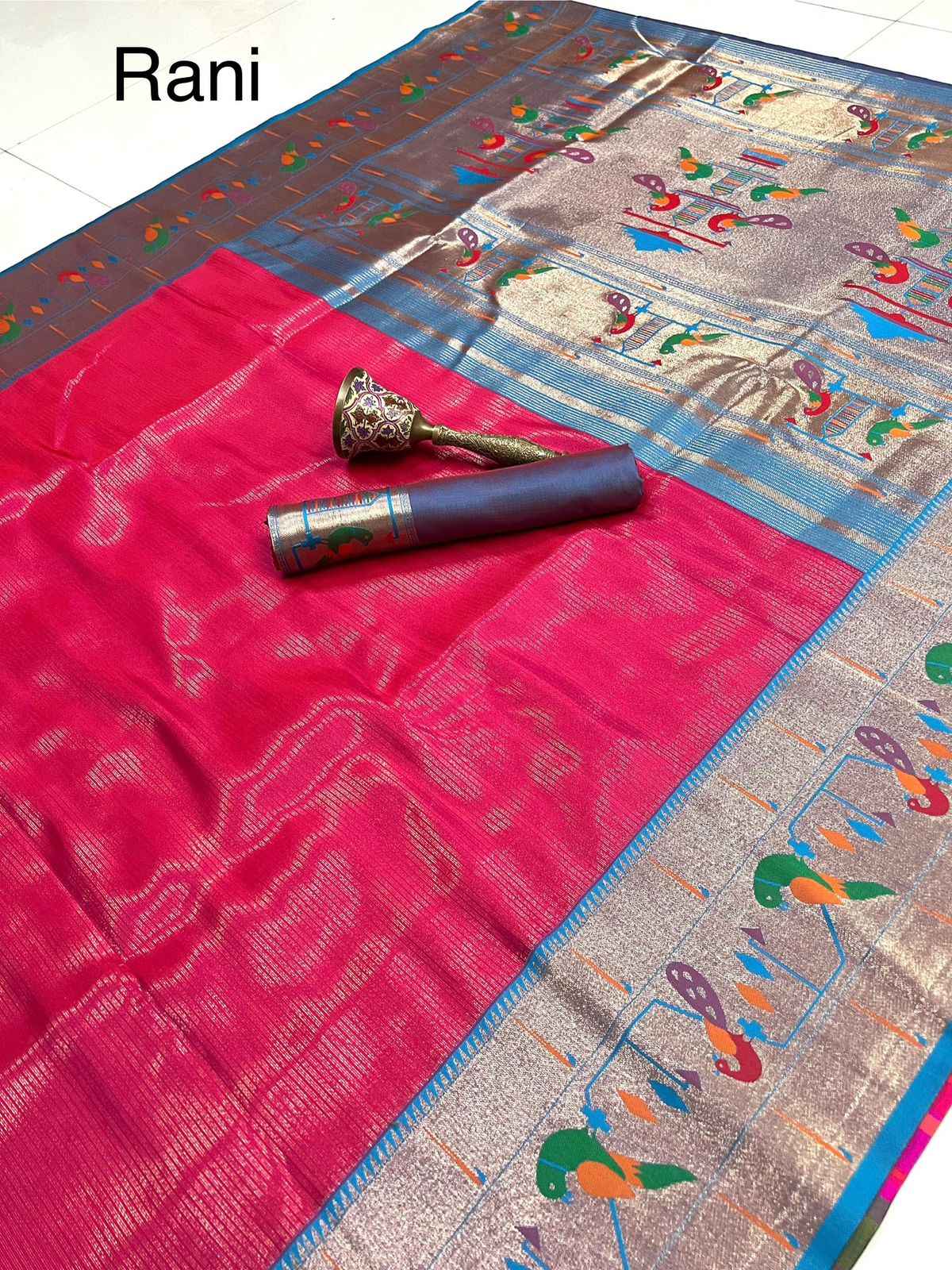 PURE SOFT ZARI KANCHIVRAM TISSUE PAITHANI SILK SAREE AT WHOLSALE PRICE