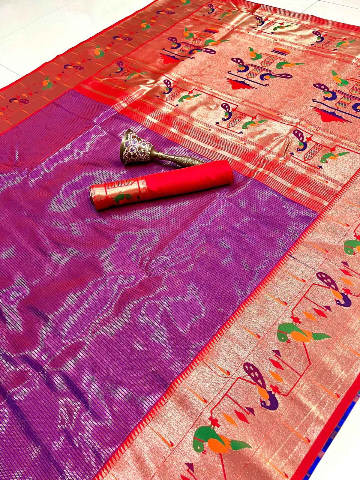 PURE SOFT ZARI KANCHIVRAM TISSUE PAITHANI SILK SAREE AT WHOLSALE PRICE