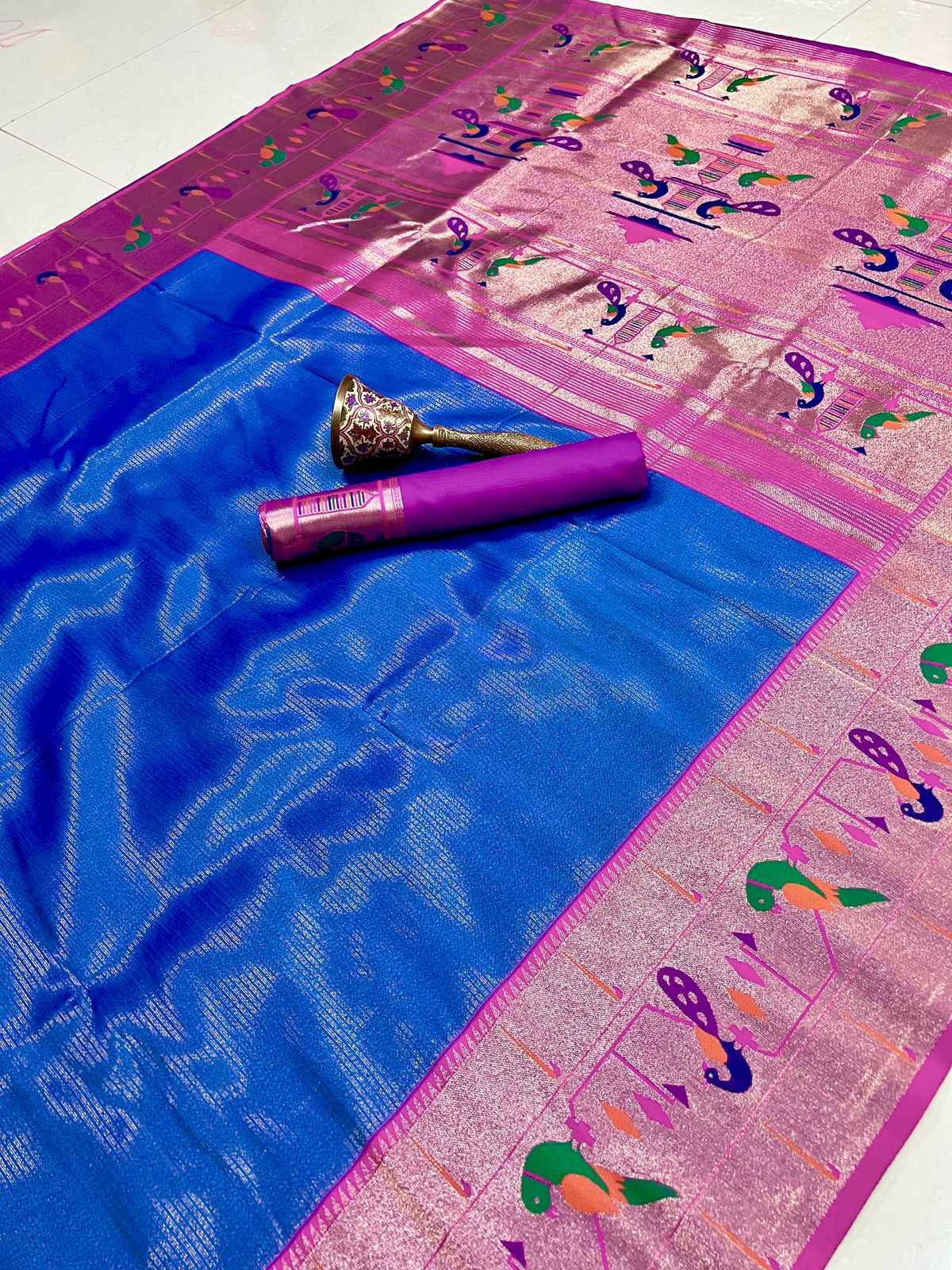 PURE SOFT ZARI KANCHIVRAM TISSUE PAITHANI SILK SAREE AT WHOLSALE PRICE