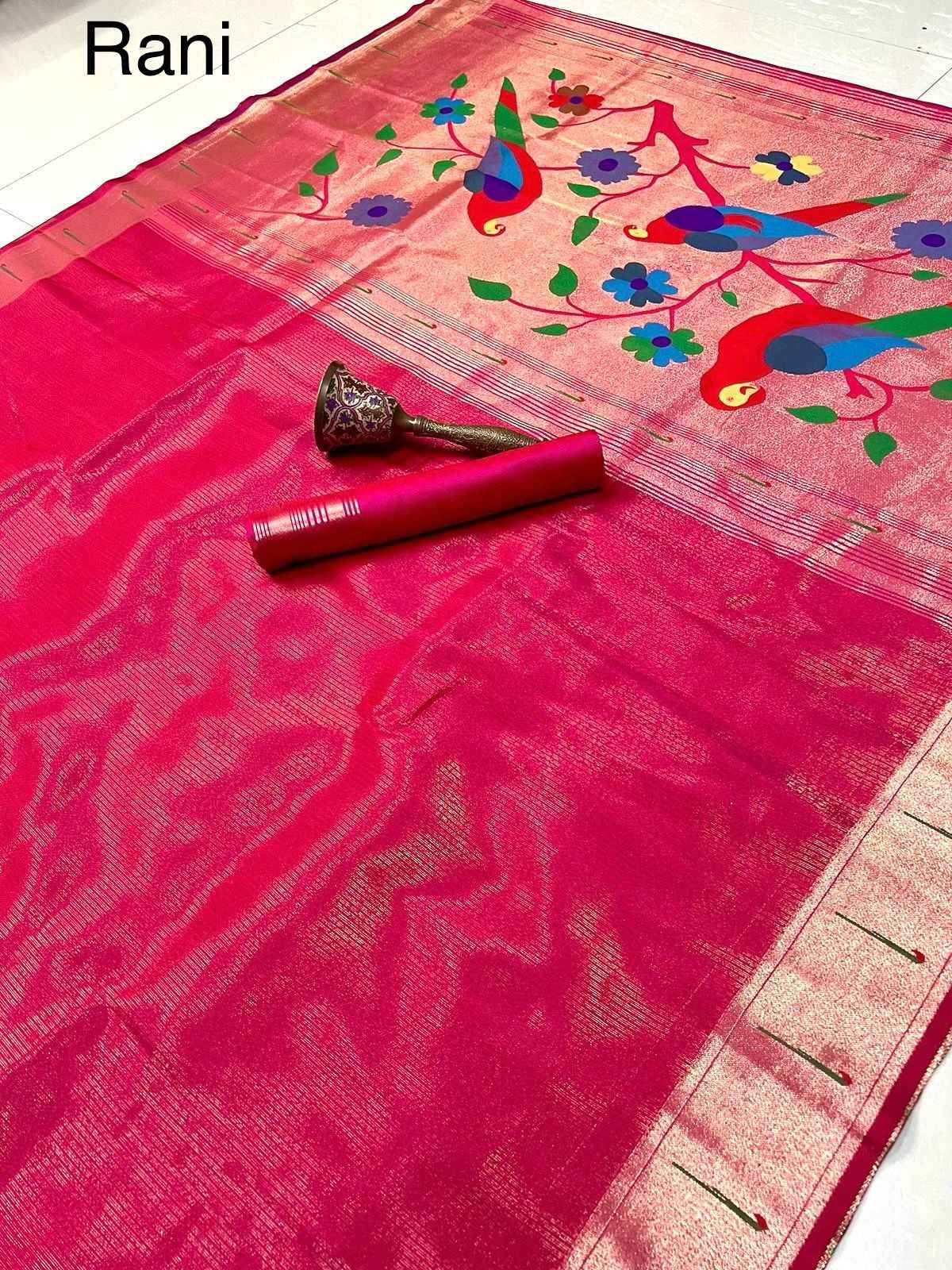 PURE SOFT ZARI KANCHIVRAM TISUE PAITHANI SILK SAREE AT WHOLESALE PRICE