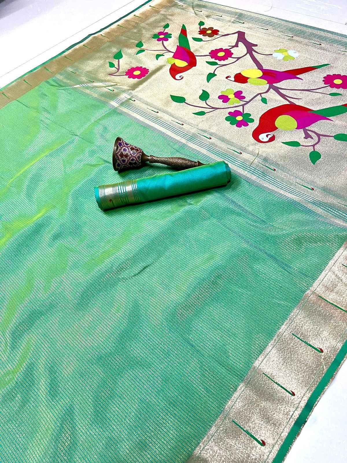 PURE SOFT ZARI KANCHIVRAM TISUE PAITHANI SILK SAREE AT WHOLESALE PRICE