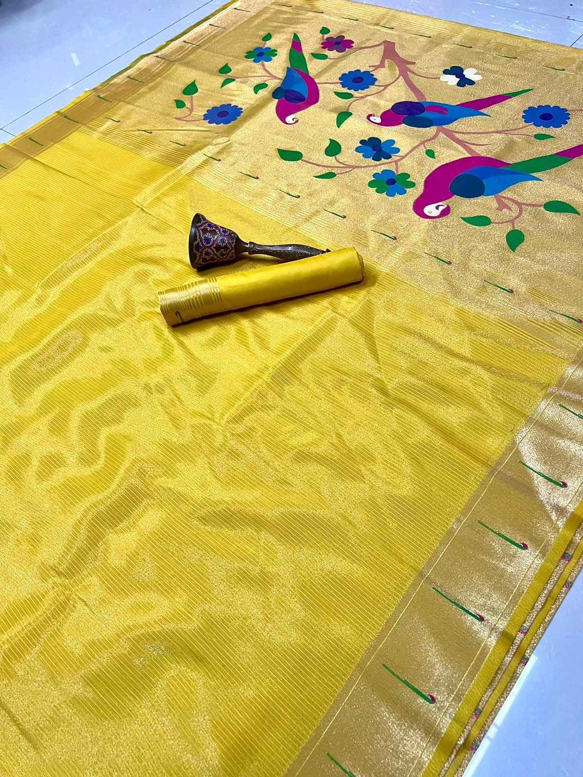 PURE SOFT ZARI KANCHIVRAM TISUE PAITHANI SILK SAREE AT WHOLESALE PRICE