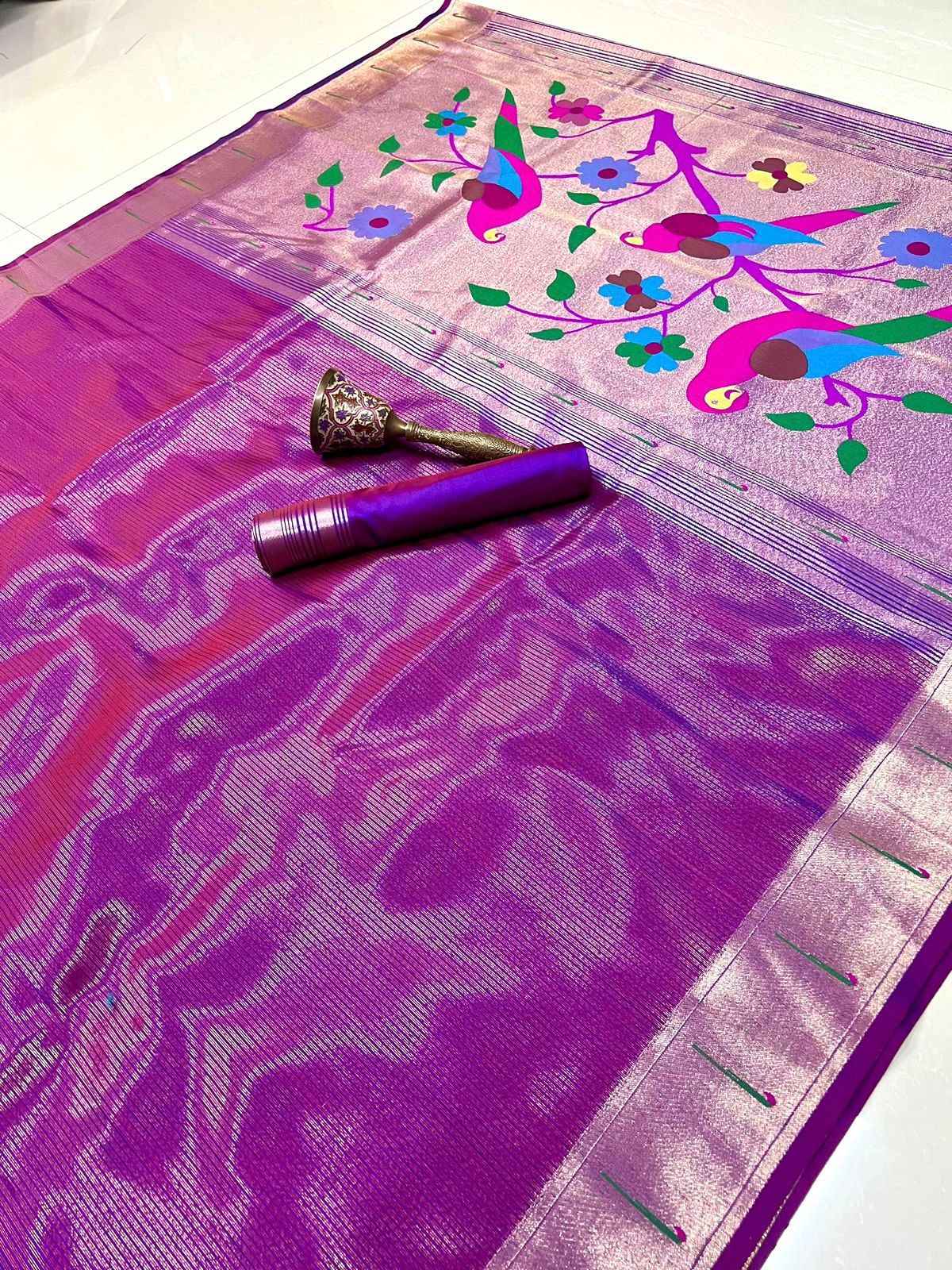 PURE SOFT ZARI KANCHIVRAM TISUE PAITHANI SILK SAREE AT WHOLESALE PRICE