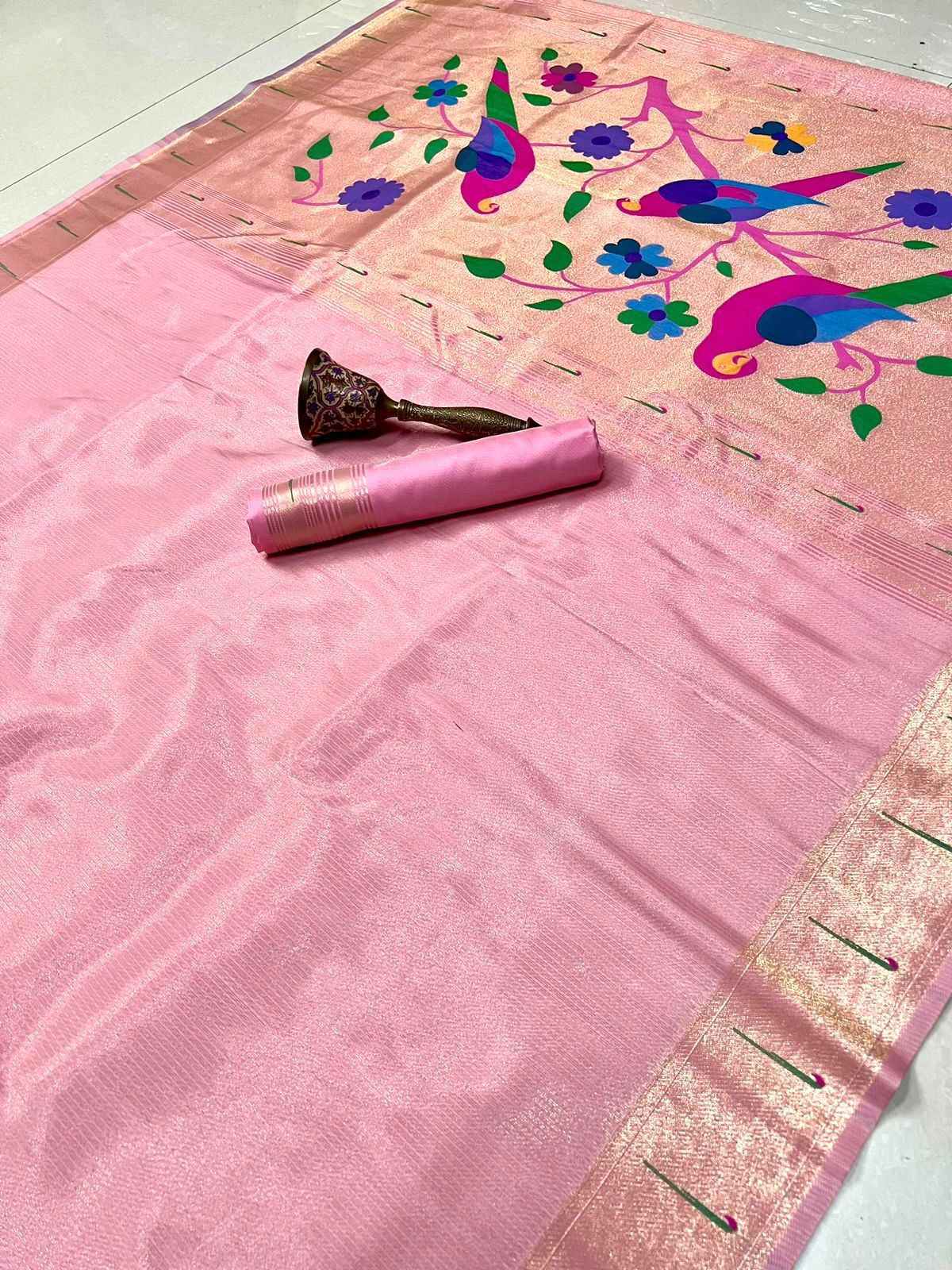 PURE SOFT ZARI KANCHIVRAM TISUE PAITHANI SILK SAREE AT WHOLESALE PRICE