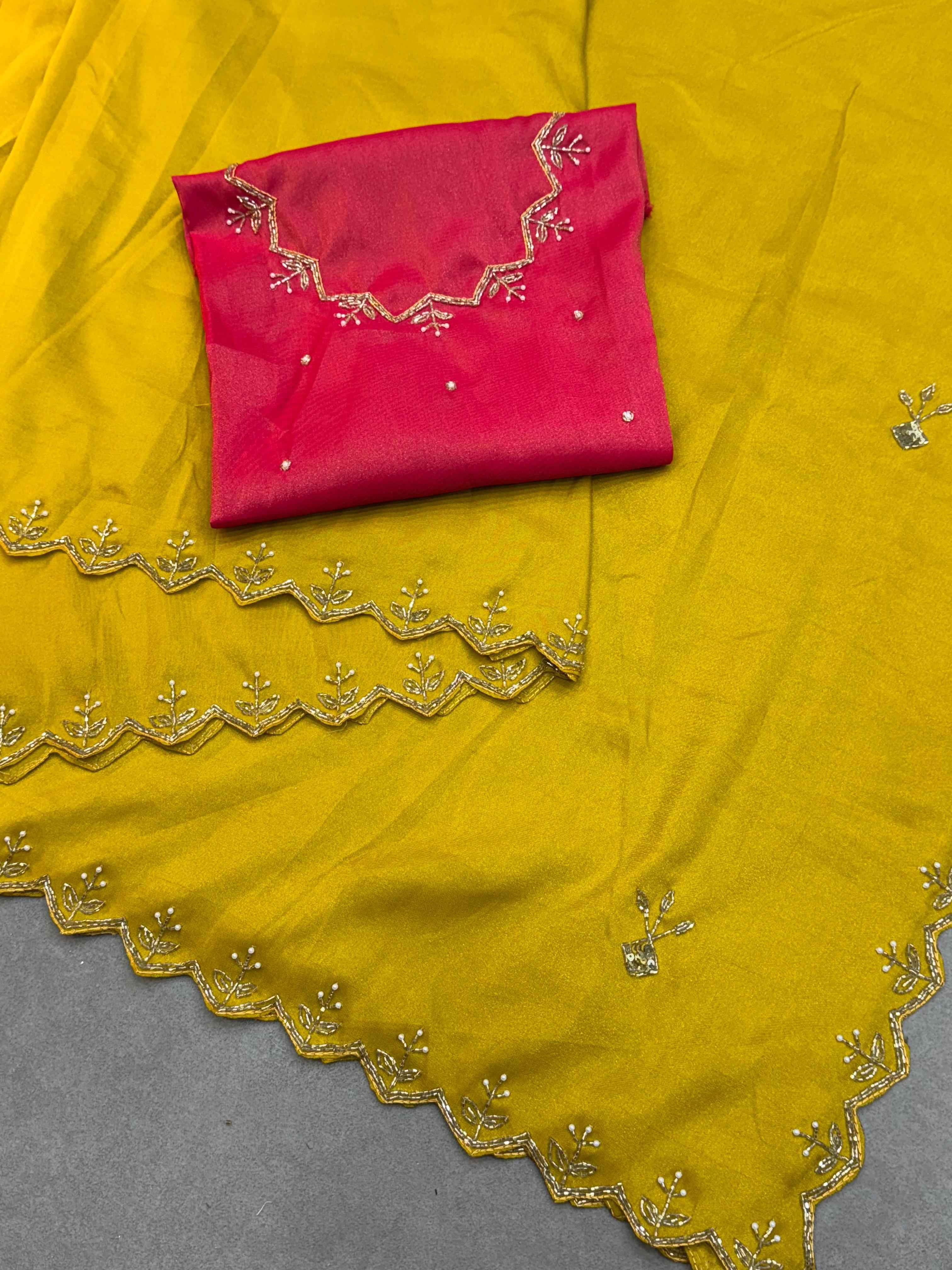 PURE TISSUE HAND WORK CUT DANA SAREE AT WHOLESALE PRICE