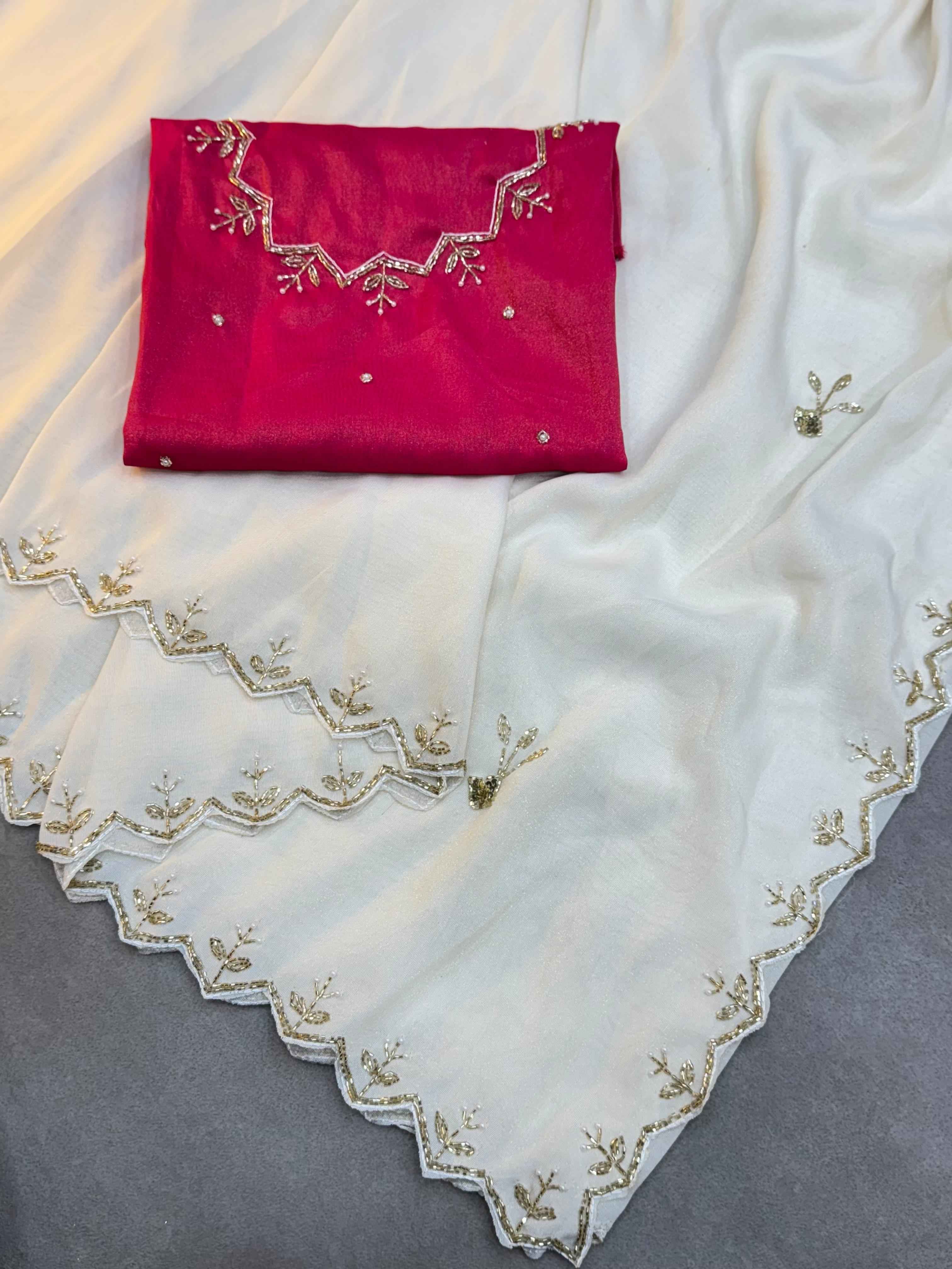PURE TISSUE HAND WORK CUT DANA SAREE AT WHOLESALE PRICE