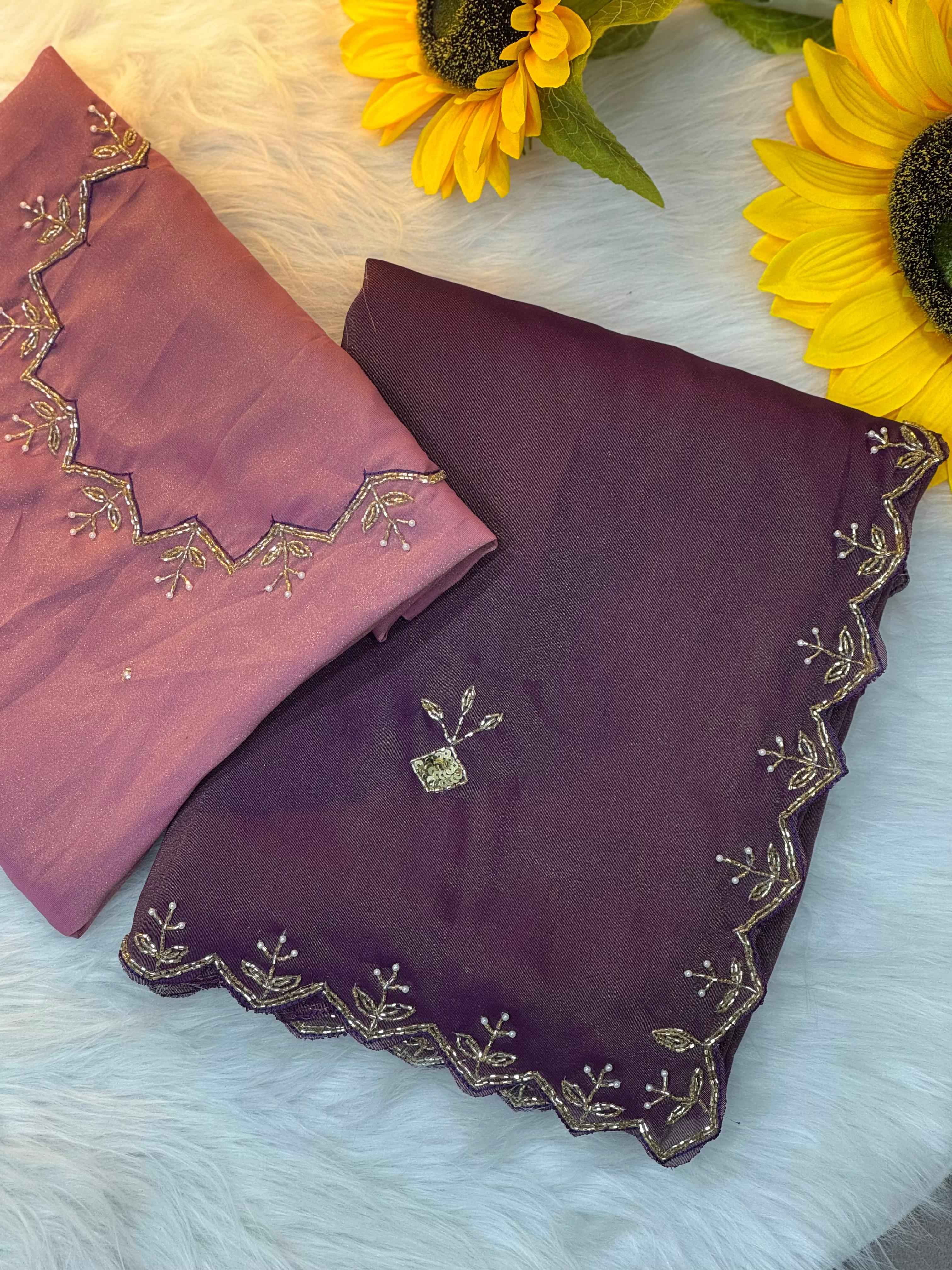 PURE TISSUE HAND WORK CUT DANA SAREE AT WHOLESALE PRICE