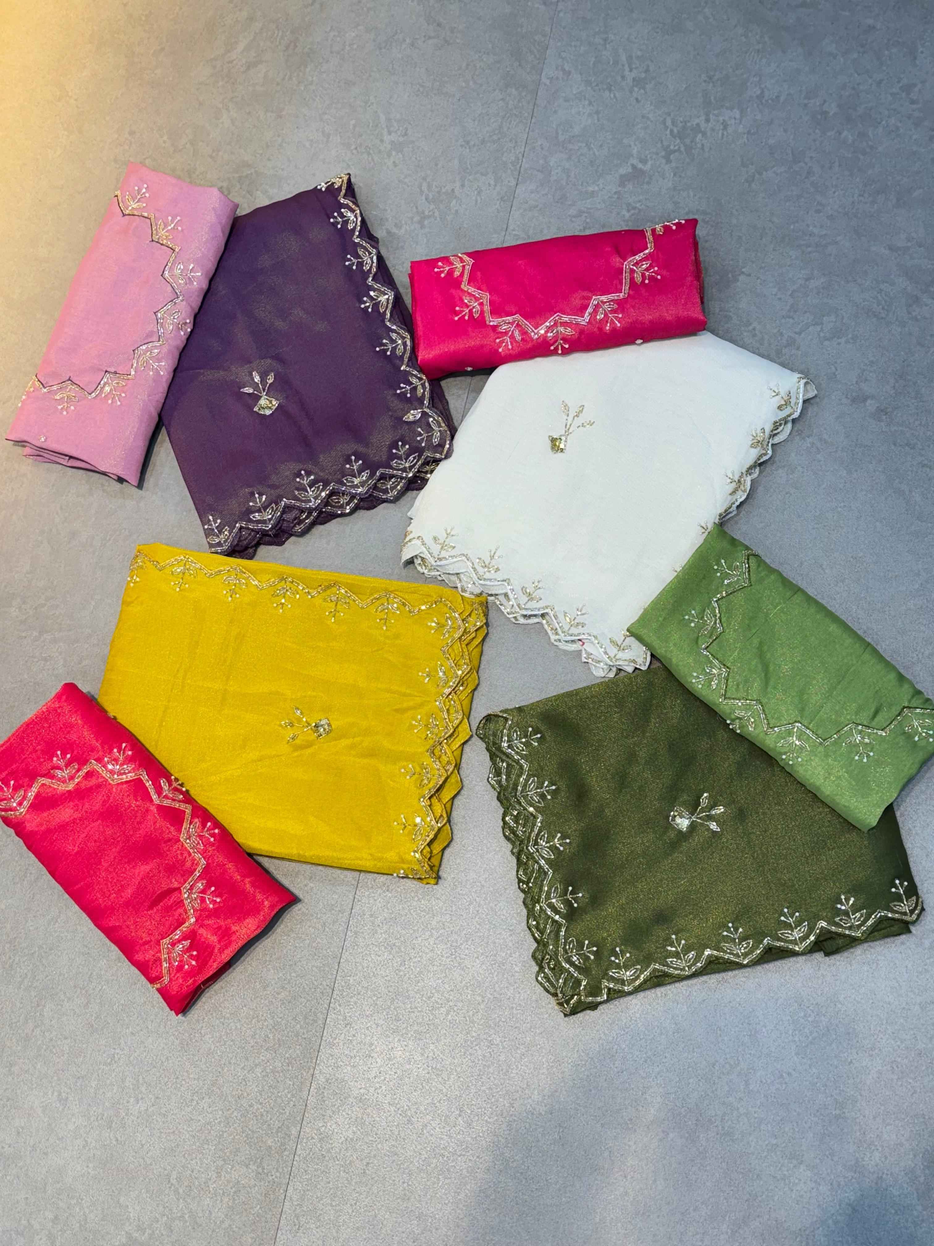 PURE TISSUE HAND WORK CUT DANA SAREE AT WHOLESALE PRICE