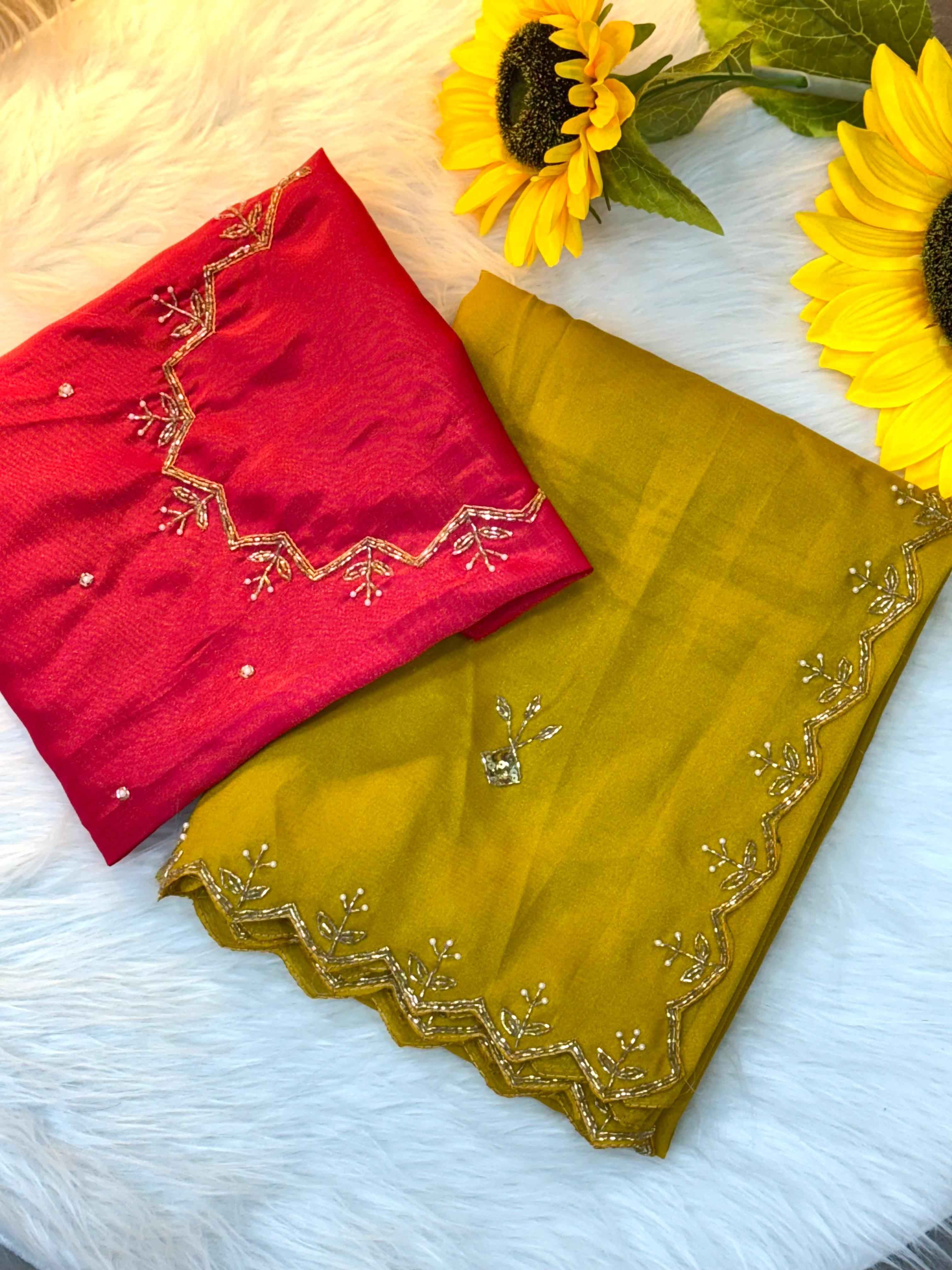 PURE TISSUE HAND WORK CUT DANA SAREE AT WHOLESALE PRICE