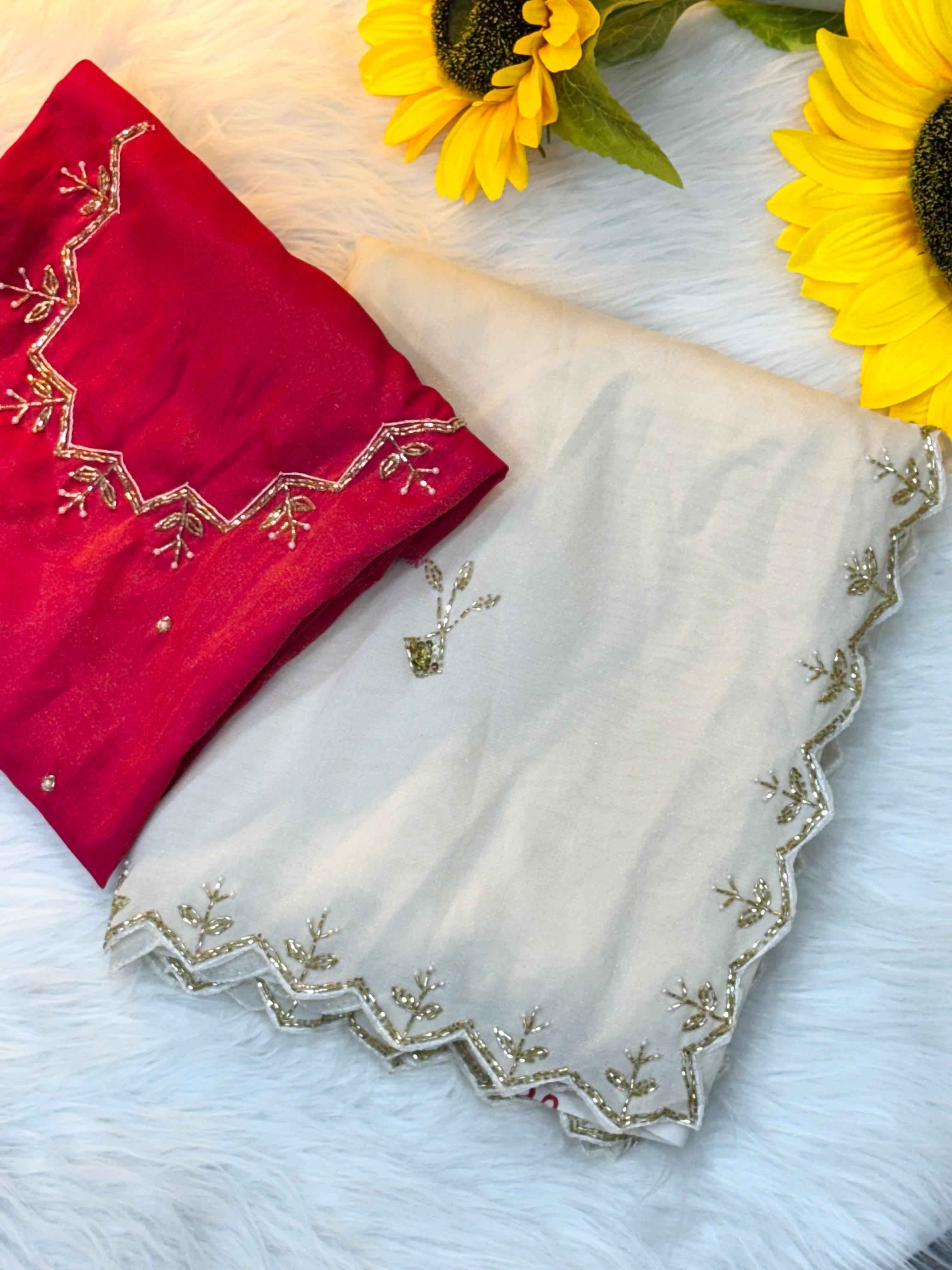 PURE TISSUE HAND WORK CUT DANA SAREE AT WHOLESALE PRICE