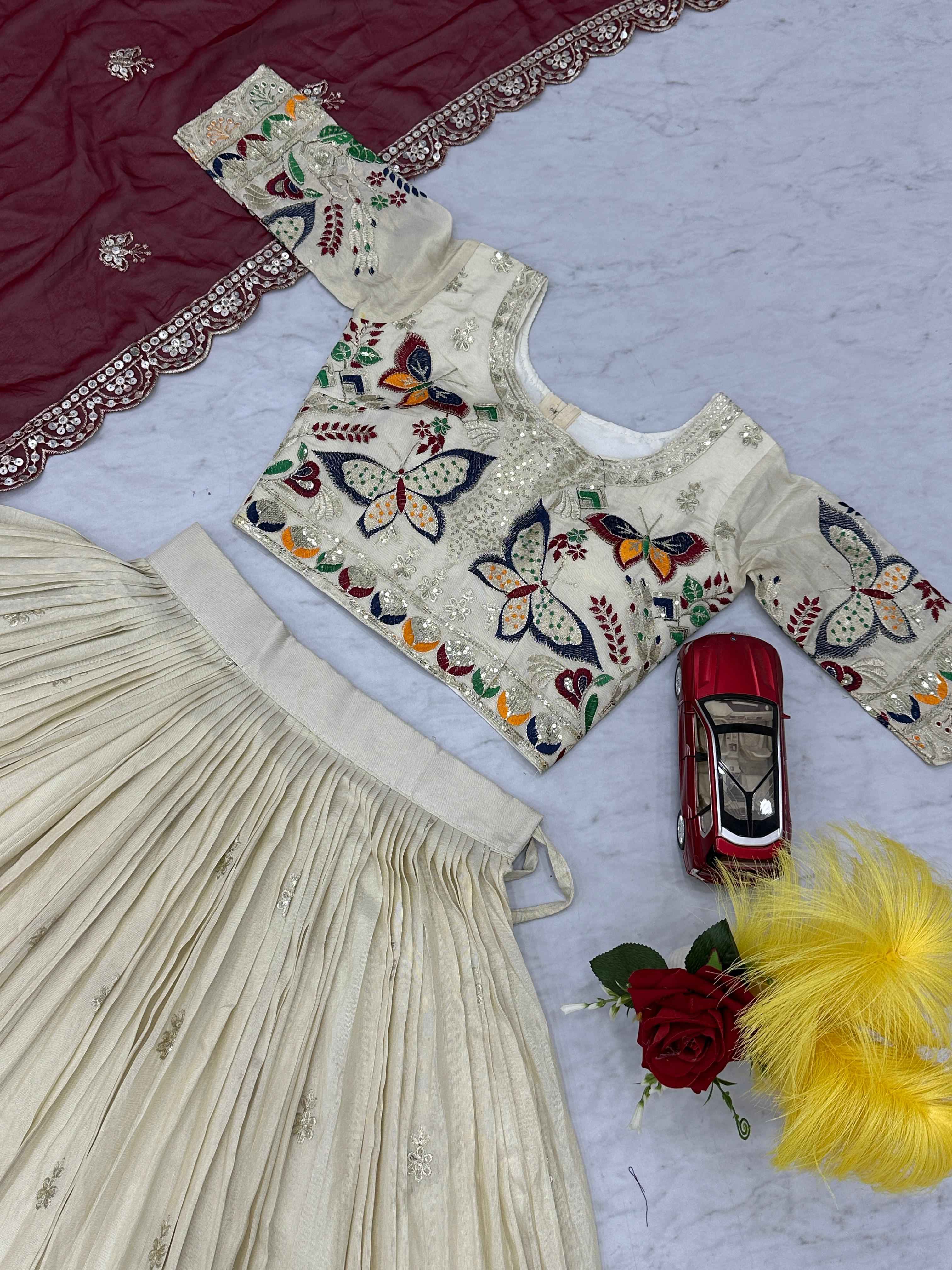 PURE TISSUE SILK HEAVY THREAD AND SEQUENCE WORK LEHENGA CHOLI AT WHOLESALE PRICE
