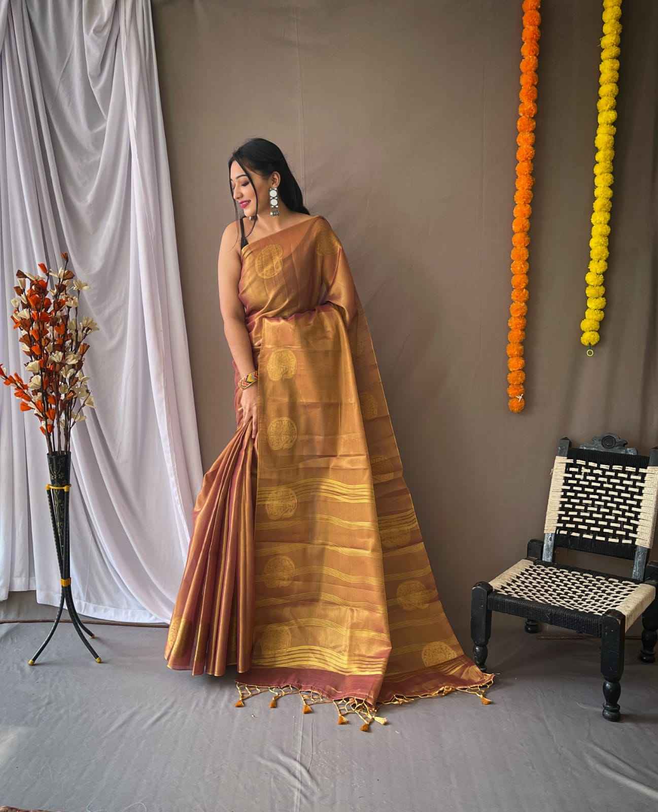PURE TISSUE SILK WITH ZARI WEAVING BUTTI SAREE AT WHOLESALE PRICE